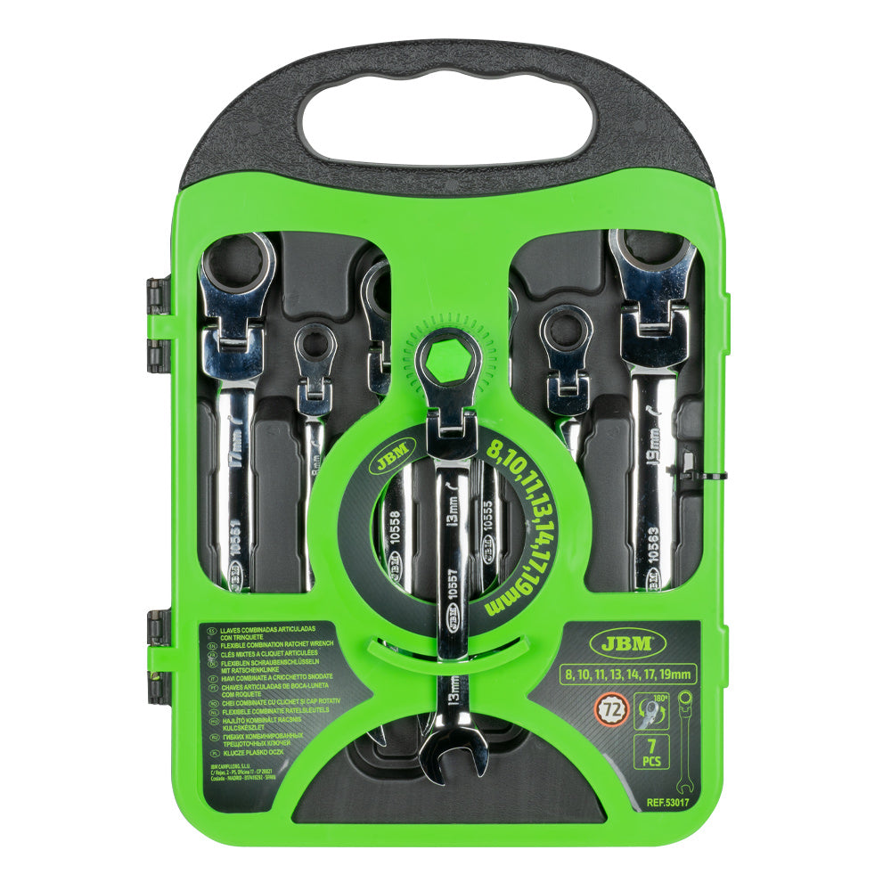 SET DI 7 CHIAVI COMBINATE ARTICOLATE CON CRICCHETTO 53017 JBM
