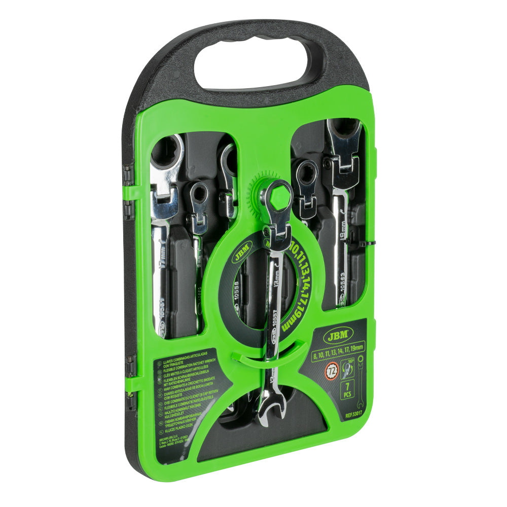 SET DI 7 CHIAVI COMBINATE ARTICOLATE CON CRICCHETTO 53017 JBM
