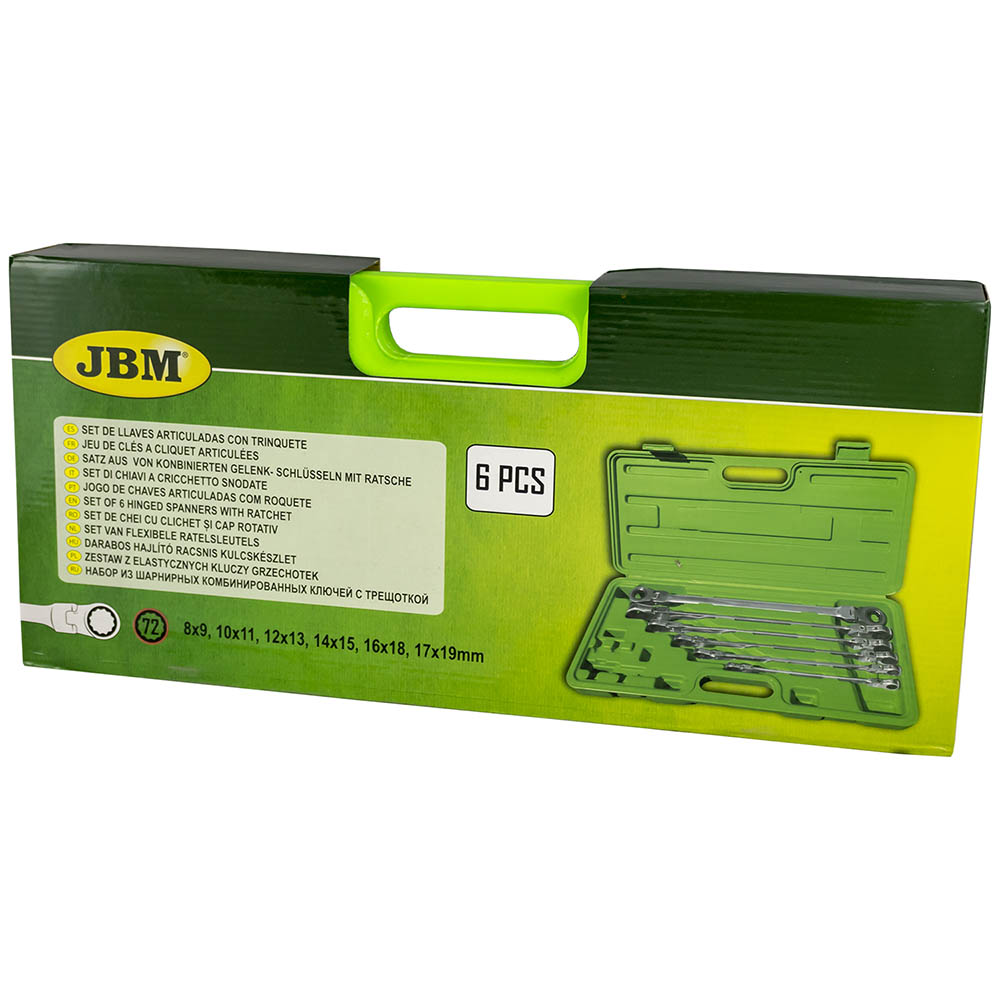SET DI 6 CHIAVI COMBINATE A CRICCHETTO SNODATE IN VALIGETTA 53018 JBM