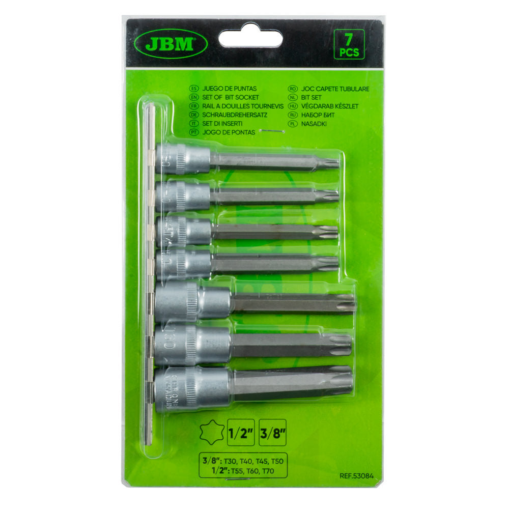 SET DI 7 INSERTI TORX CON BUSSOLE 3/8" E 1/2" 53084 JBM