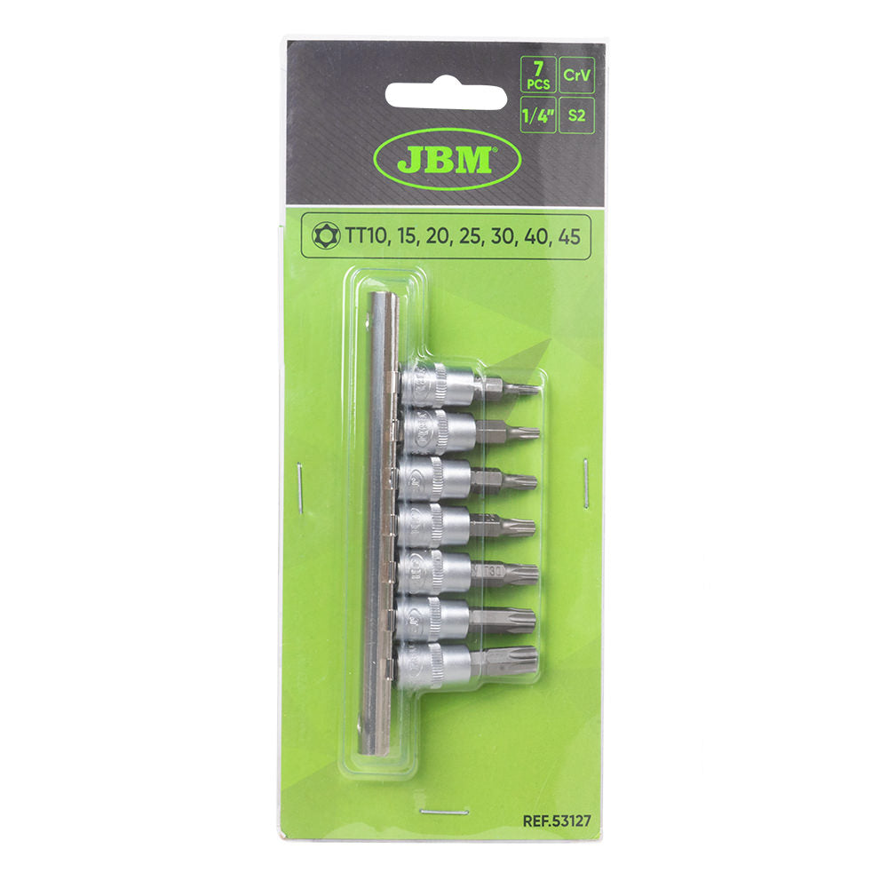SET DI 7 INSERTI TORX INVIOLABILI CON BUSSOLE 1/4" 53127 JBM
