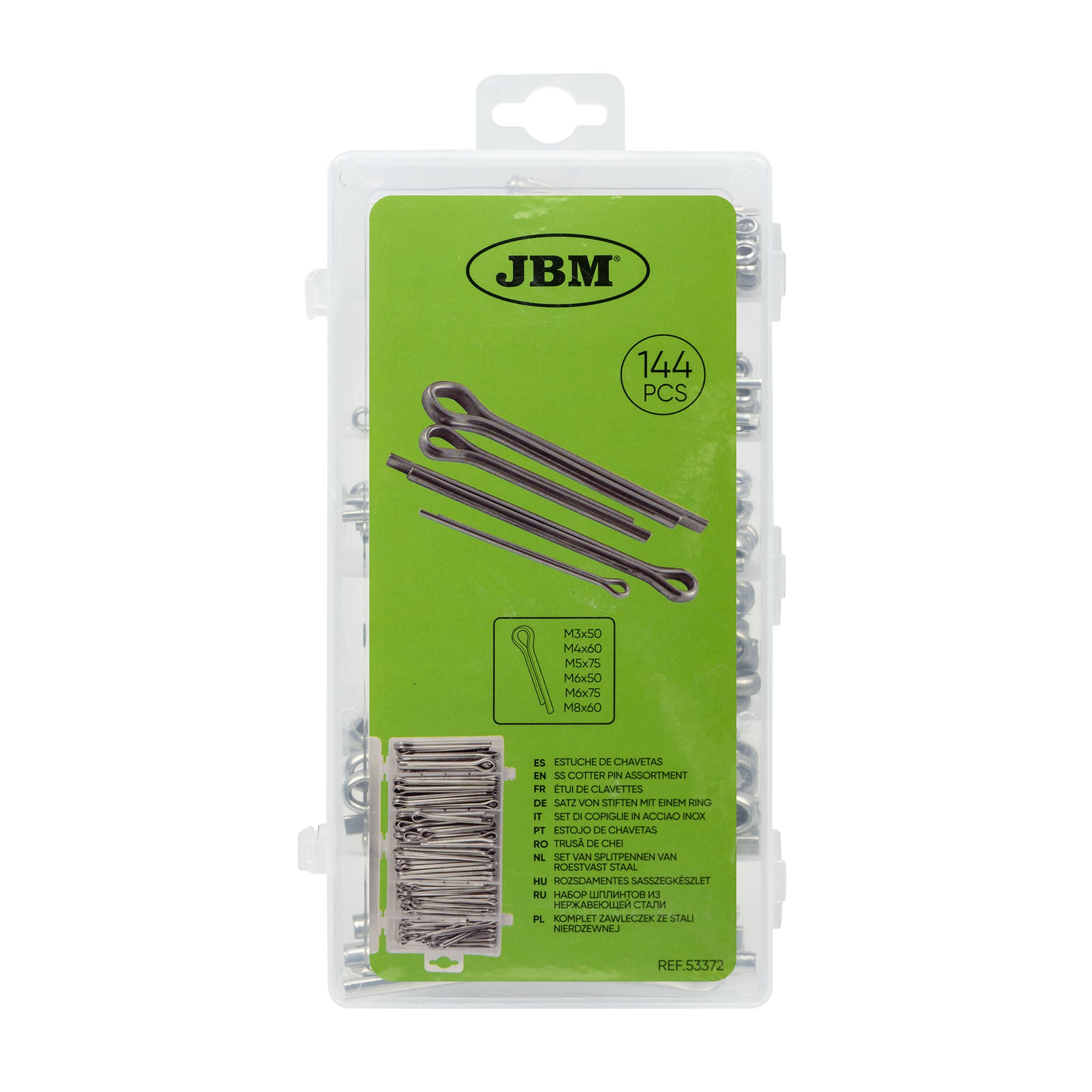 ASSORTIMENTO DI COPPIGLIE IN ACCIAIO INOX – 144 PZ 53372 JBM