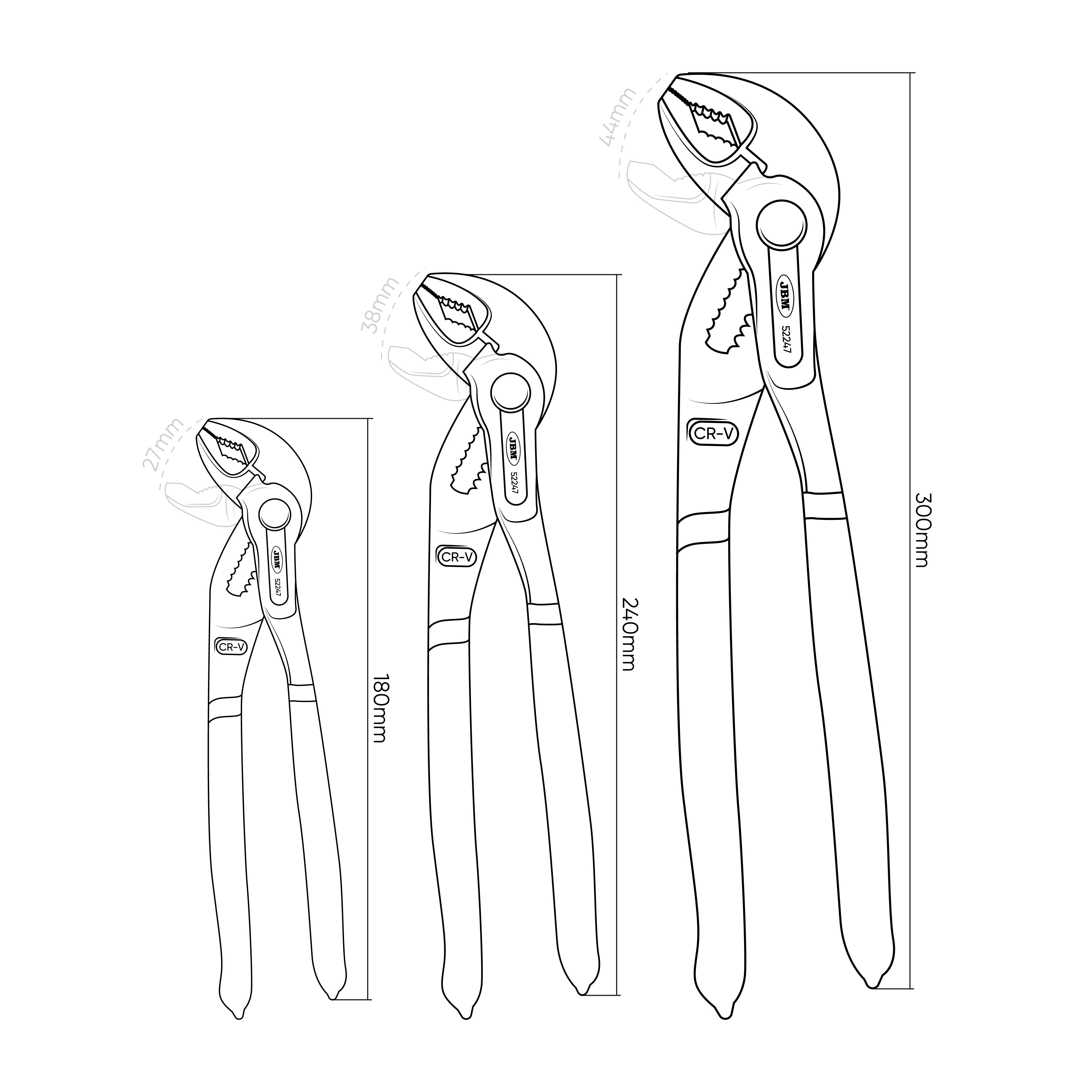 SET DI 3 PINZE REGOLABILI 53483 JBM