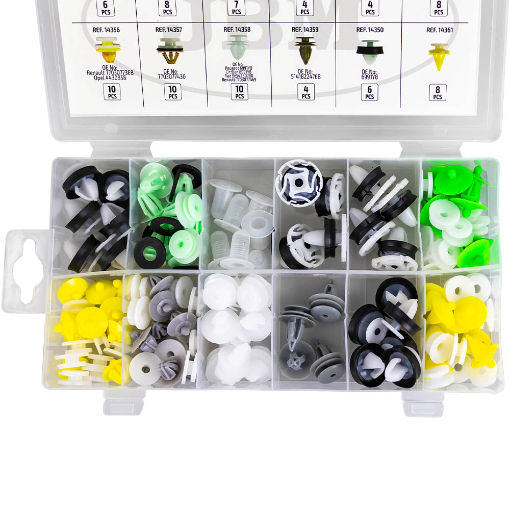 ASSORTIMENTO DI 85 PZ. CLIP PER PANNELLI PORTA RENAULT DACIA 53710 JBM