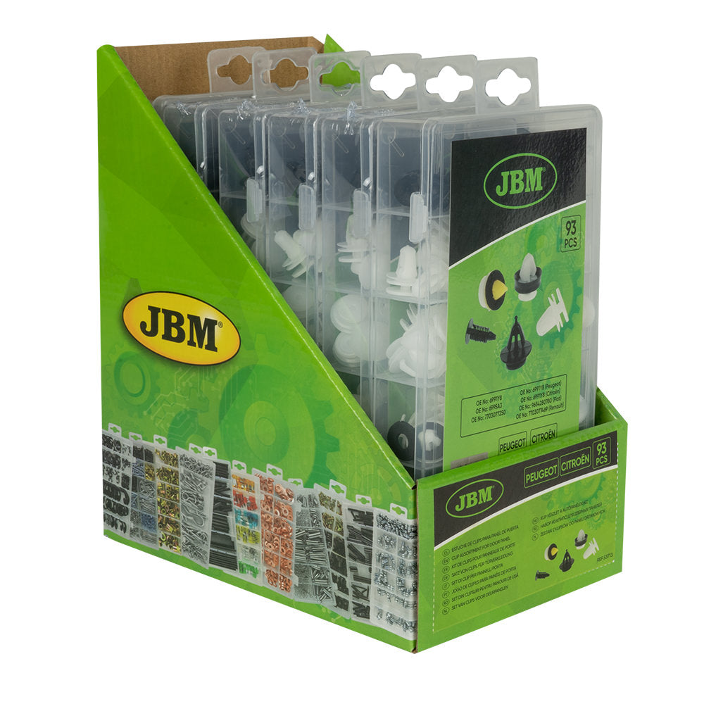 ASSORTIMENTO DI 93 PZ. CLIP PER PANNELLI PORTA PEUGEOT/CITROËN 53713 JBM