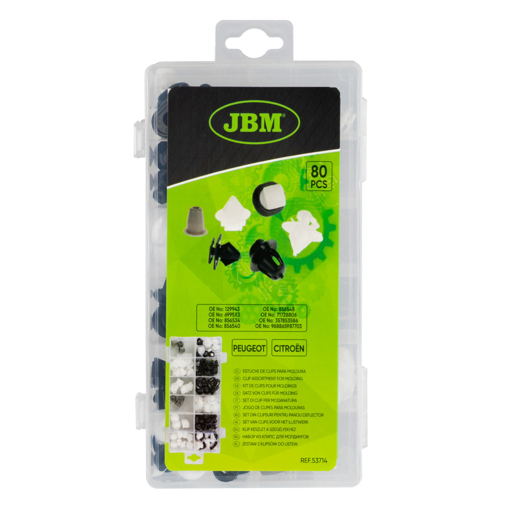ASSORTIMENTO DI 80 PZ. CLIP PER MODANATURA PEUGEOT/CITROËN 53714 JBM