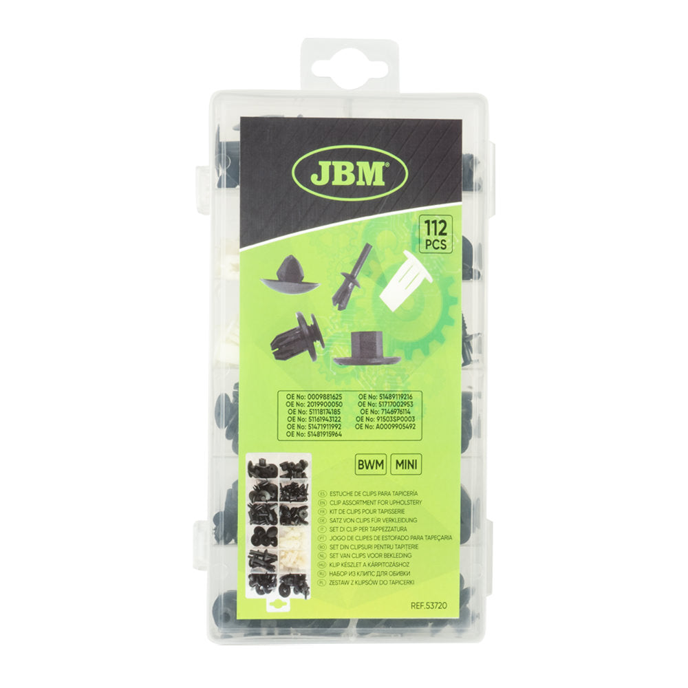 ASSORTIMENTO DI 112 PZ. CLIP PER TAPPEZZATURA BMW MINI 53720 JBM