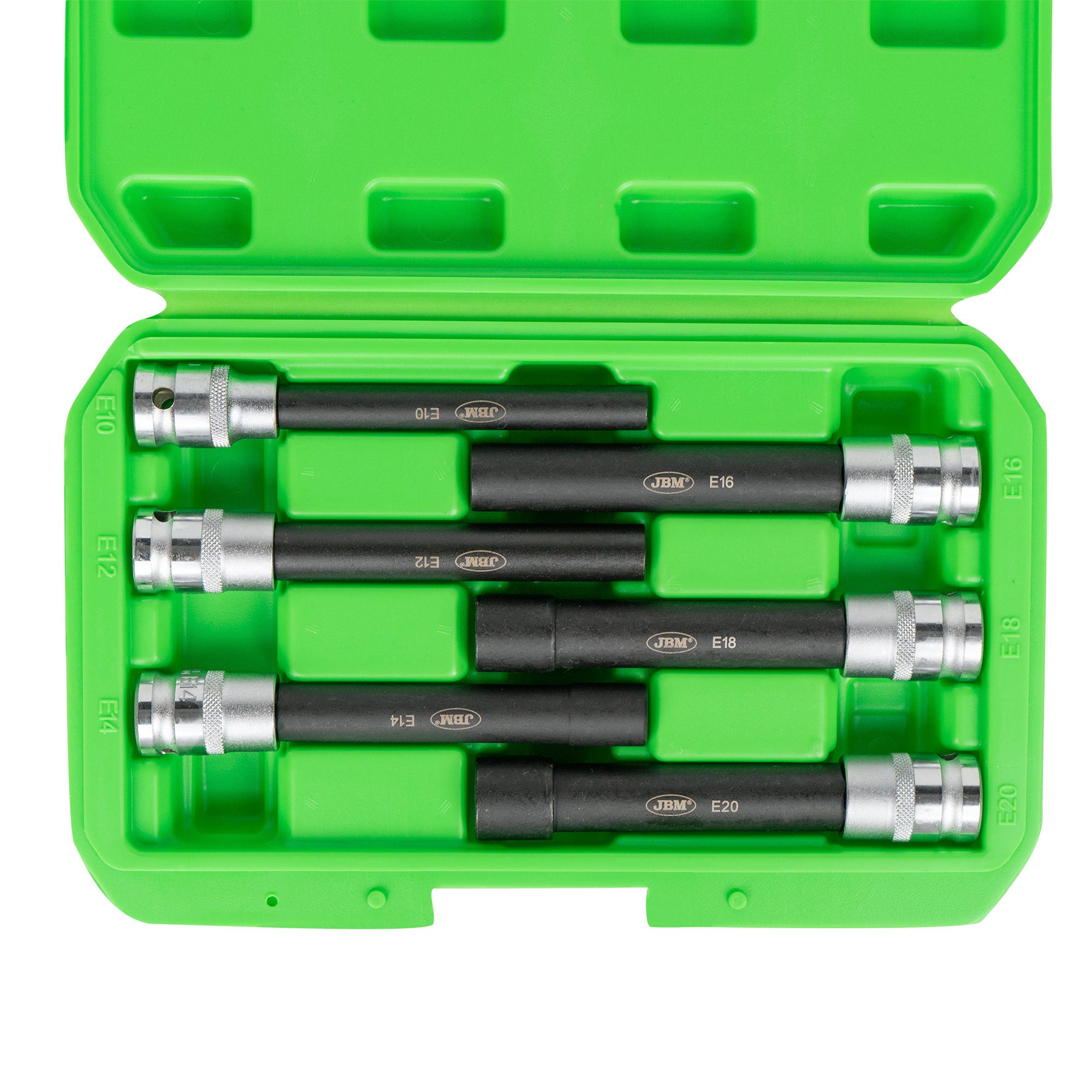 SET DI 6 BUSSOLE TORX TIPO E EXTRA LUNGHE 1/2" – FINITURA ZINCATA 53915 JBM