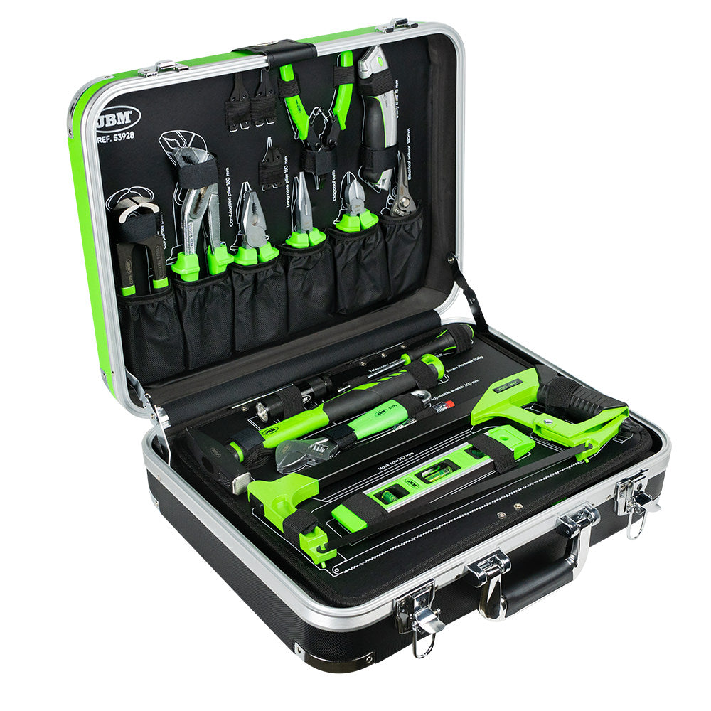 SET DI UTENSILI DA 135 PEZZI IN ALLUMINIO CON BUSSOLE DA 1/4" E 1/2" – FINITURA ZINCATA JBM  53928