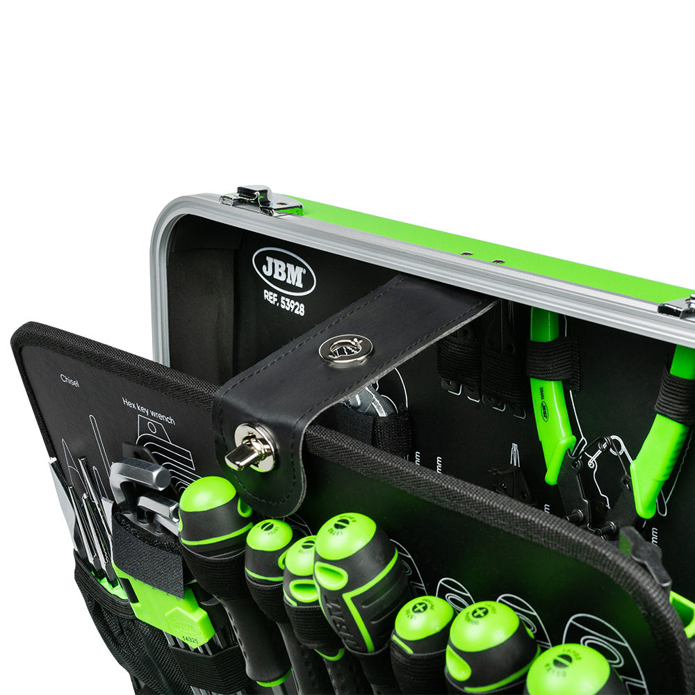 VALIGETTA DI UTENSILI DA 135 PEZZI CON BUSSOLE ESAGONALI SATINATE JBM 53928