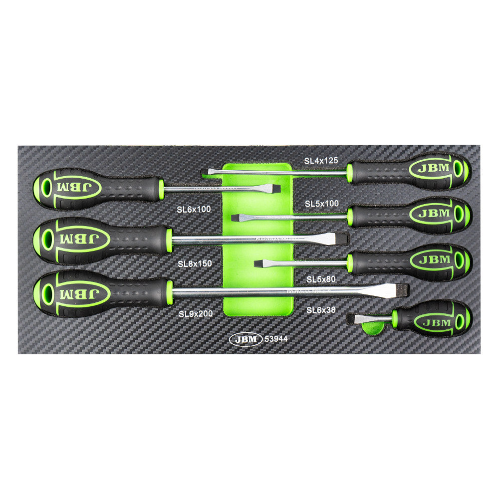 SET DI 7 CACCIAVITI A TAGLIO CON MODULO EVA CARBON JBM 53944