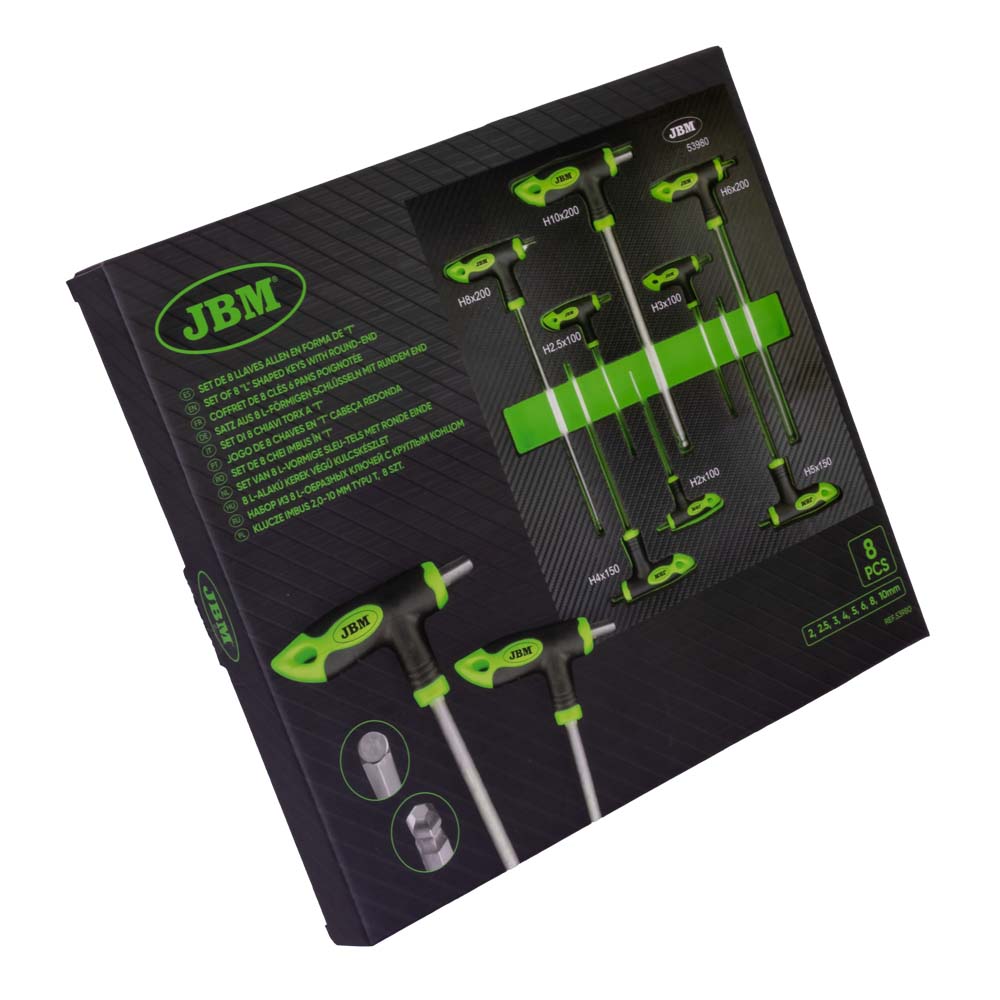 MODULO DI 8 CHIAVI A BRUGOLA A FORMA DI "T" JBM 53980