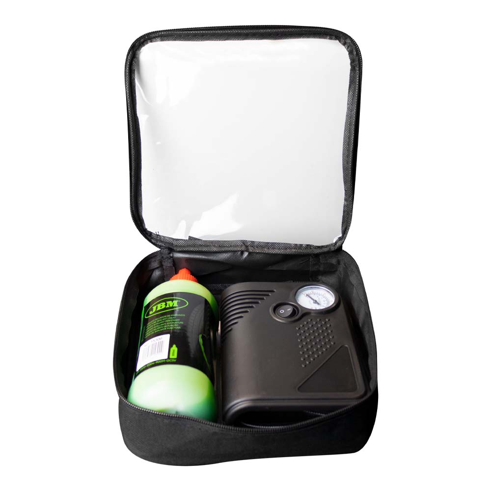 KIT DI RIPARAZIONE PNEUMATICI - LIQUIDO SIGILLANTE E COMPRESSORE D'ARIA 54013 JBM