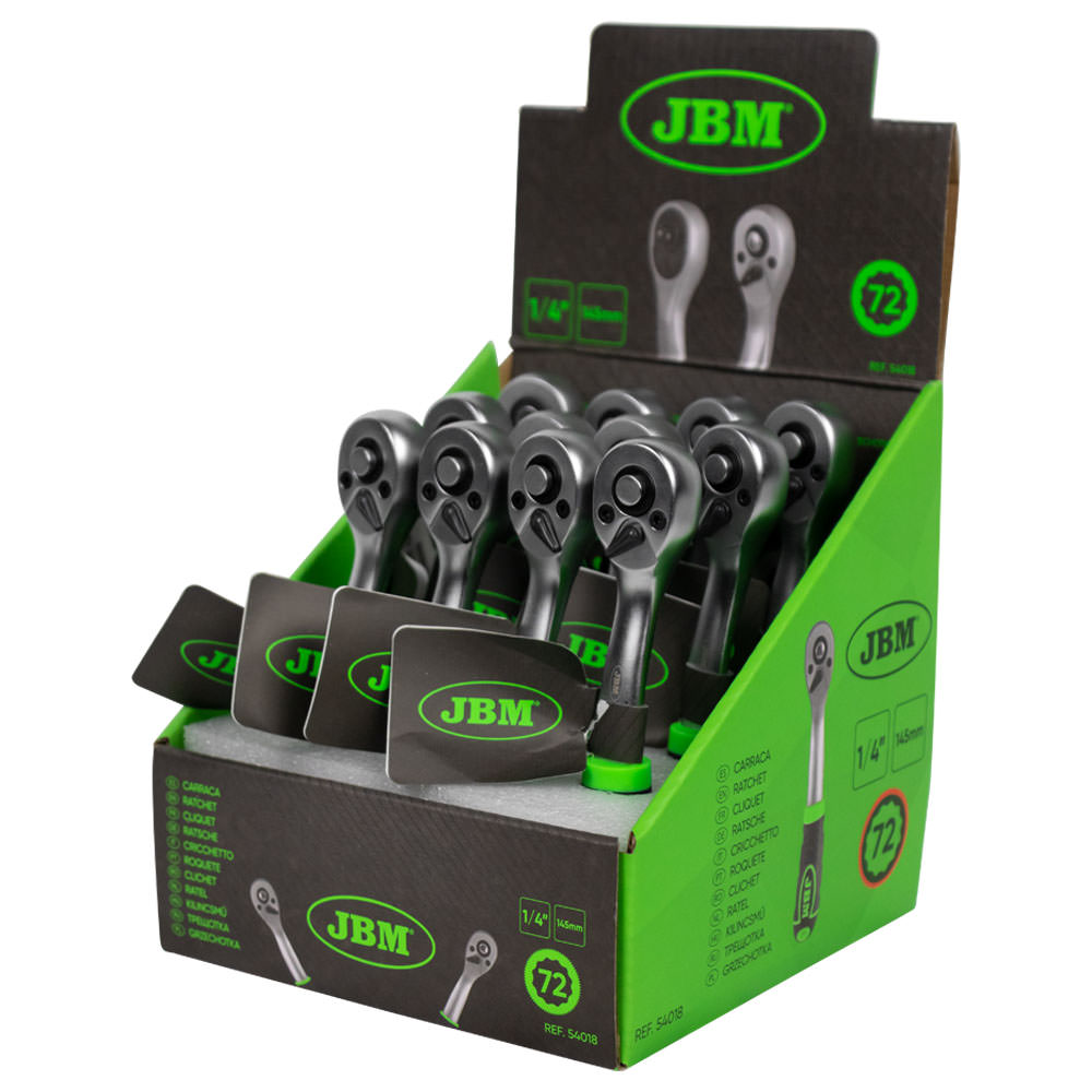 CRICCHETTO 1/4" CON TESTA A 72 DENTI 145MM - ZINCATO 54018 JBM
