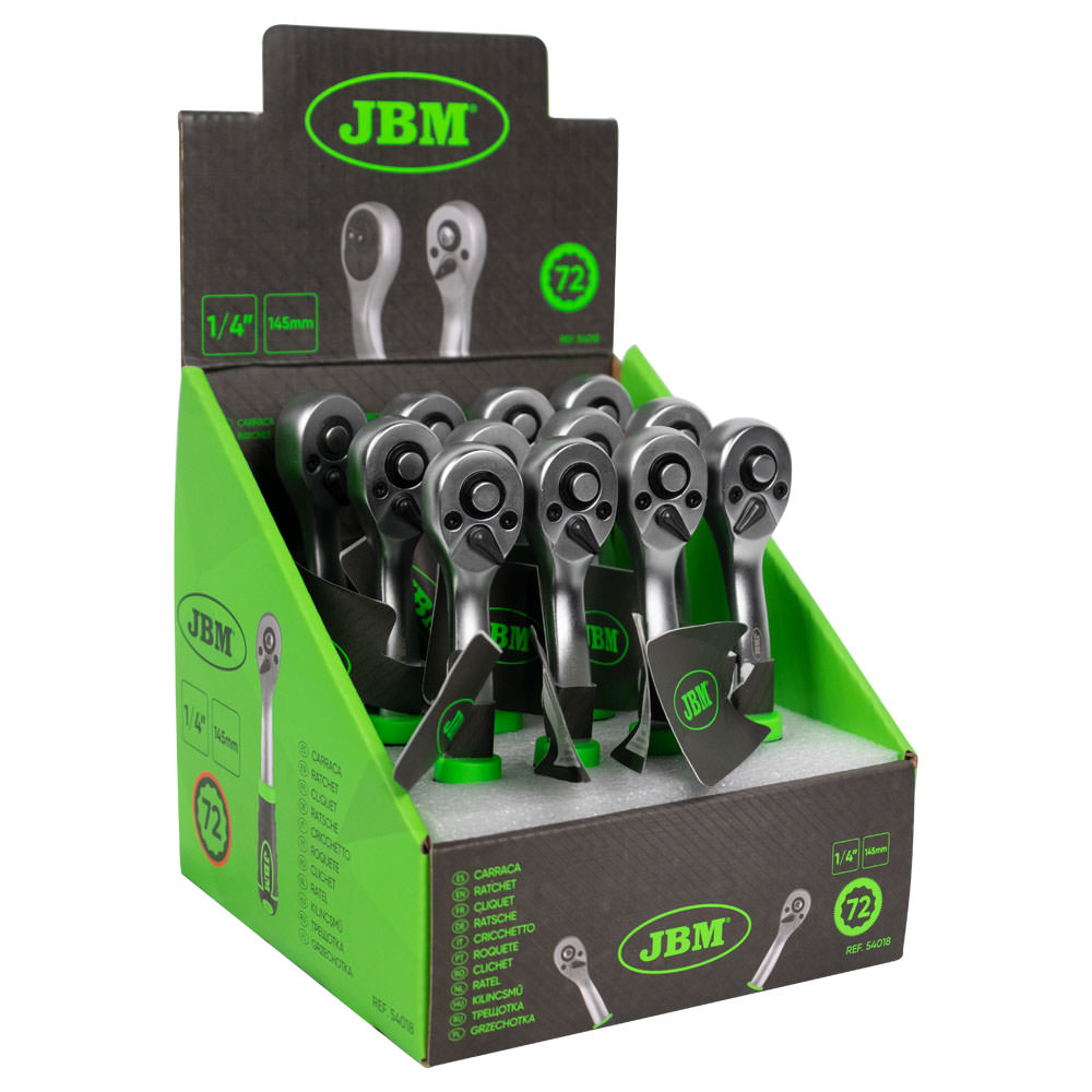 CRICCHETTO 1/4" CON TESTA A 72 DENTI 145MM - ZINCATO 54018 JBM