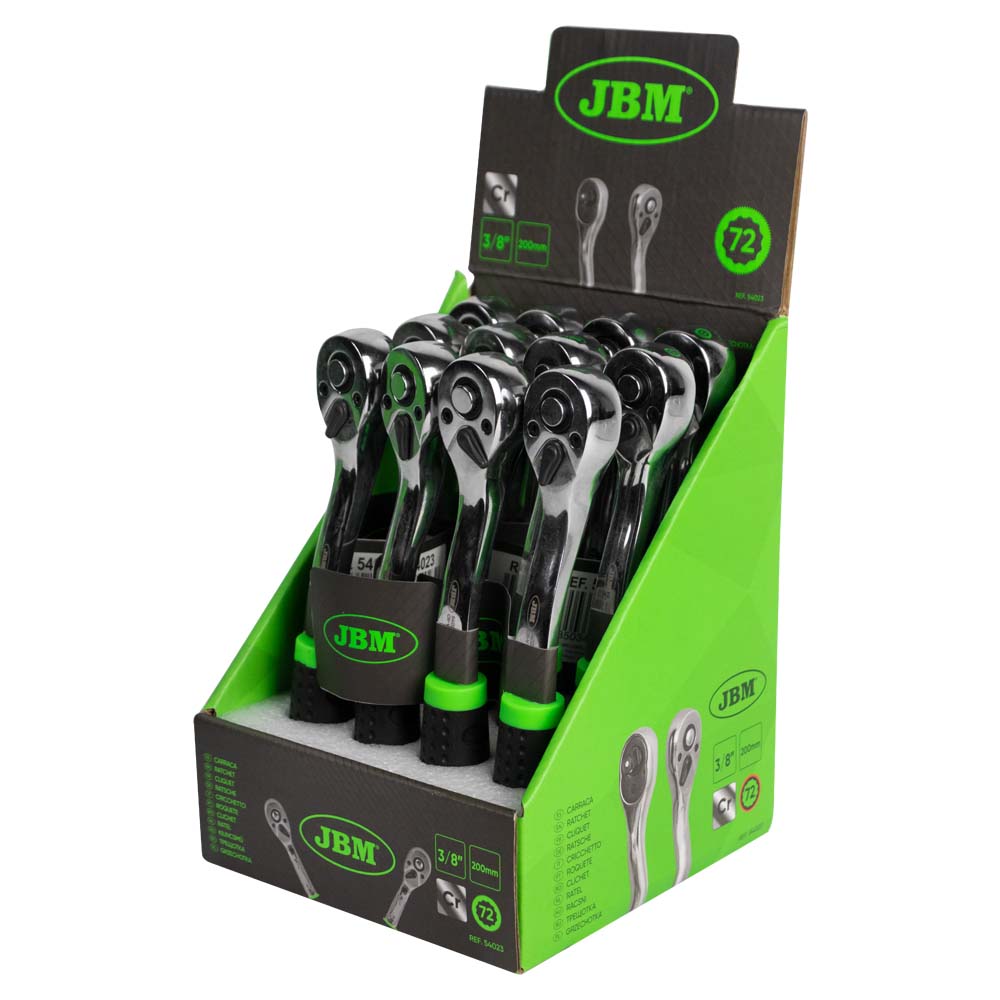 CRICCHETTO 3/8" CON TESTA A 72 DENTI 200MM - CROMATO 54023 JBM