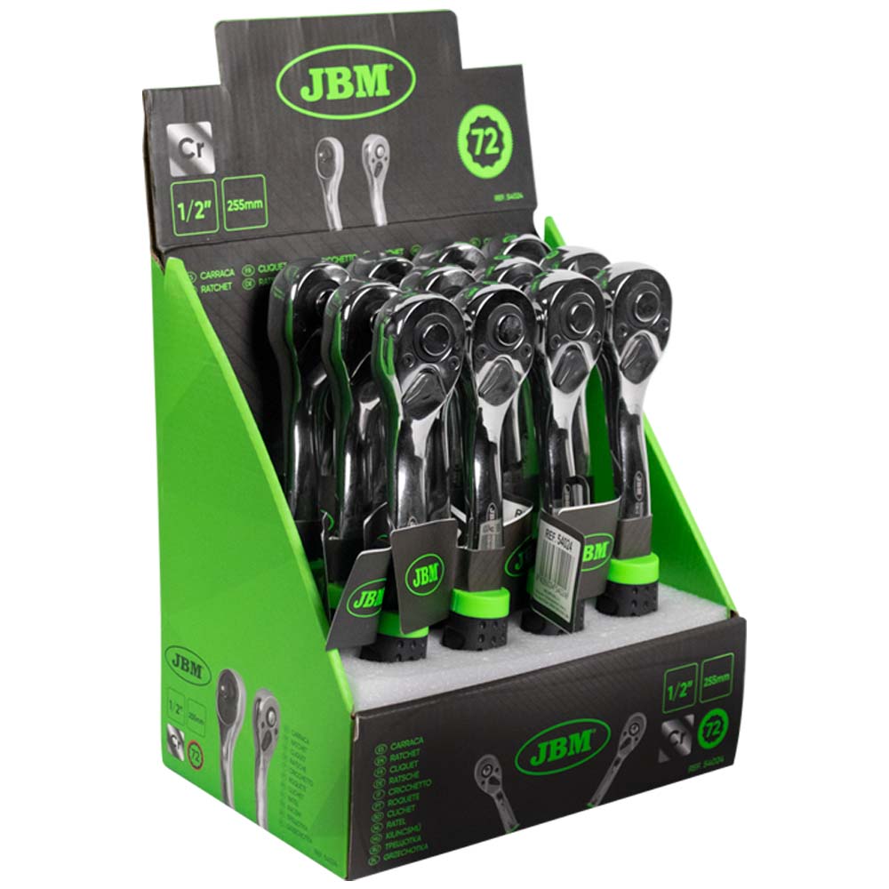 CRICCHETTO 1/2" CON TESTA A 72 DENTI 255MM - CROMATO 54024 JBM