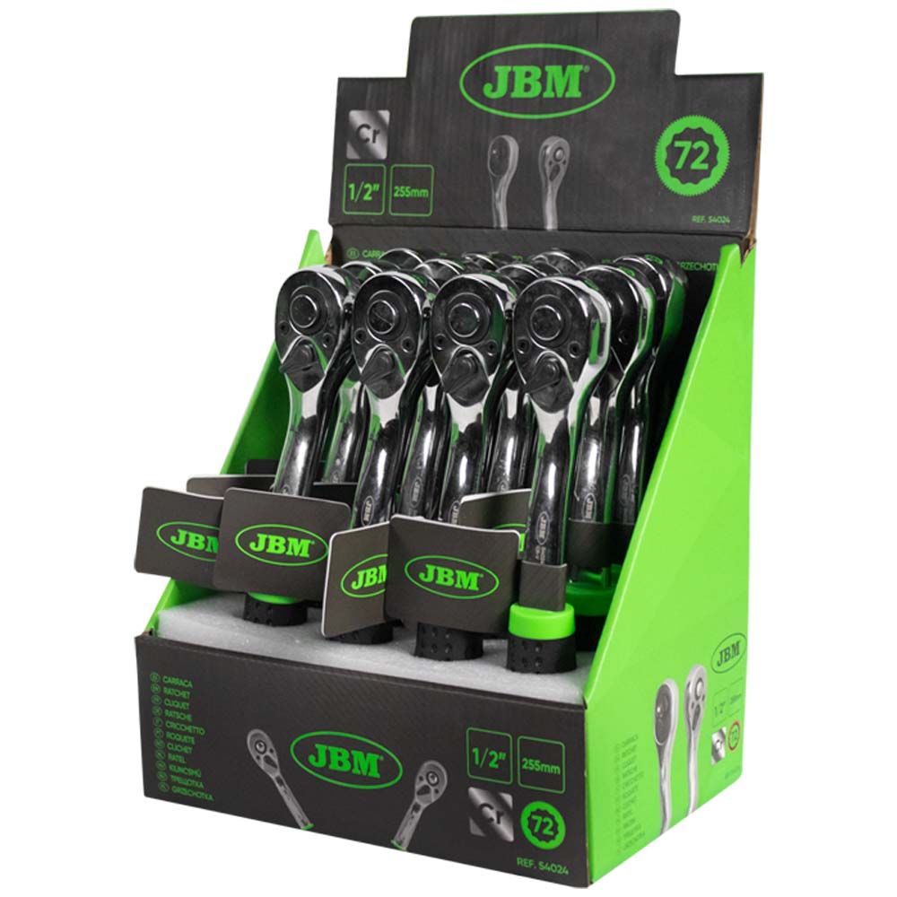 CRICCHETTO 1/2" CON TESTA A 72 DENTI 255MM - CROMATO 54024 JBM