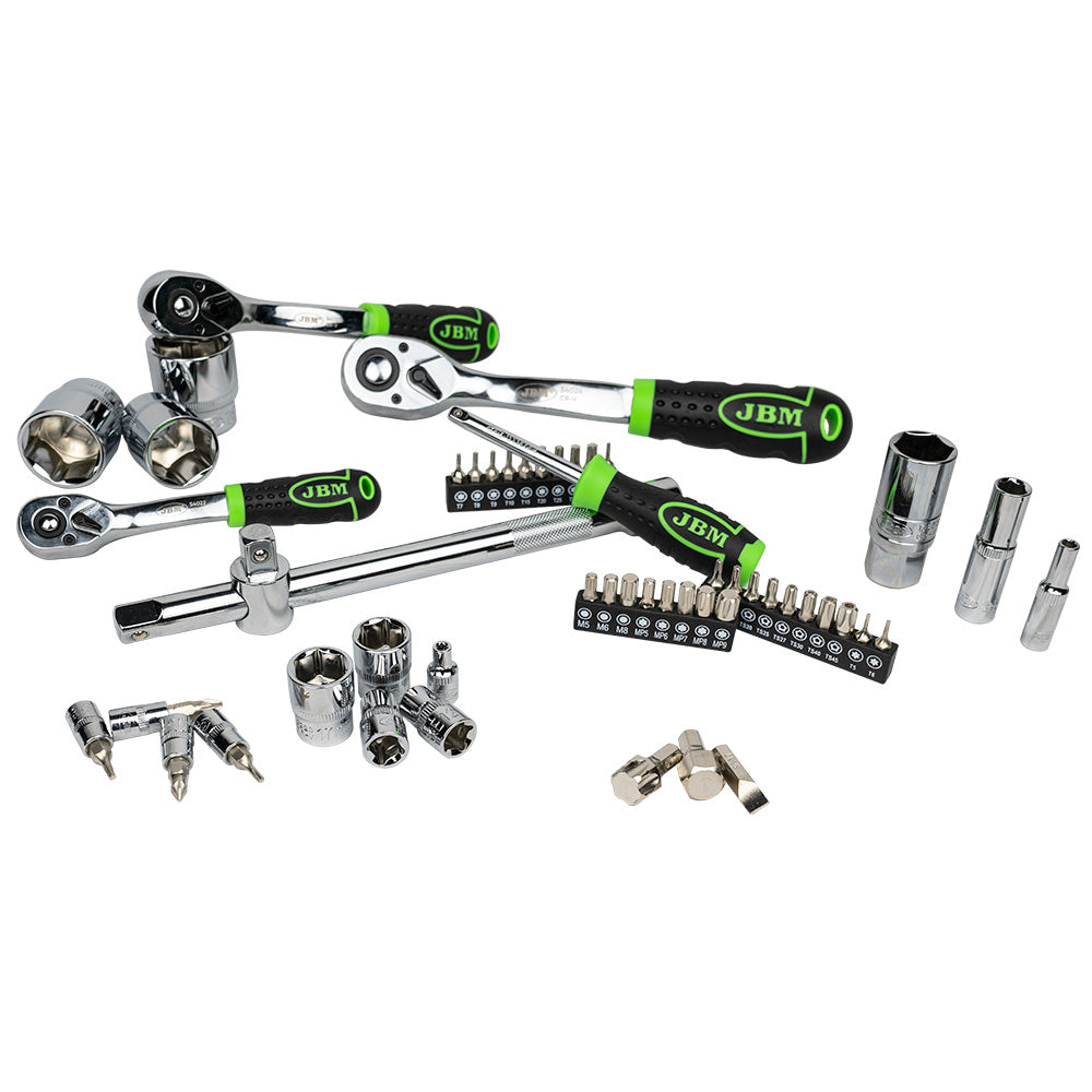 VALIGETTA DI UTENSILI 179 PEZZI CON BUSSOLE ESAGONALI CROMATE JBM 54046