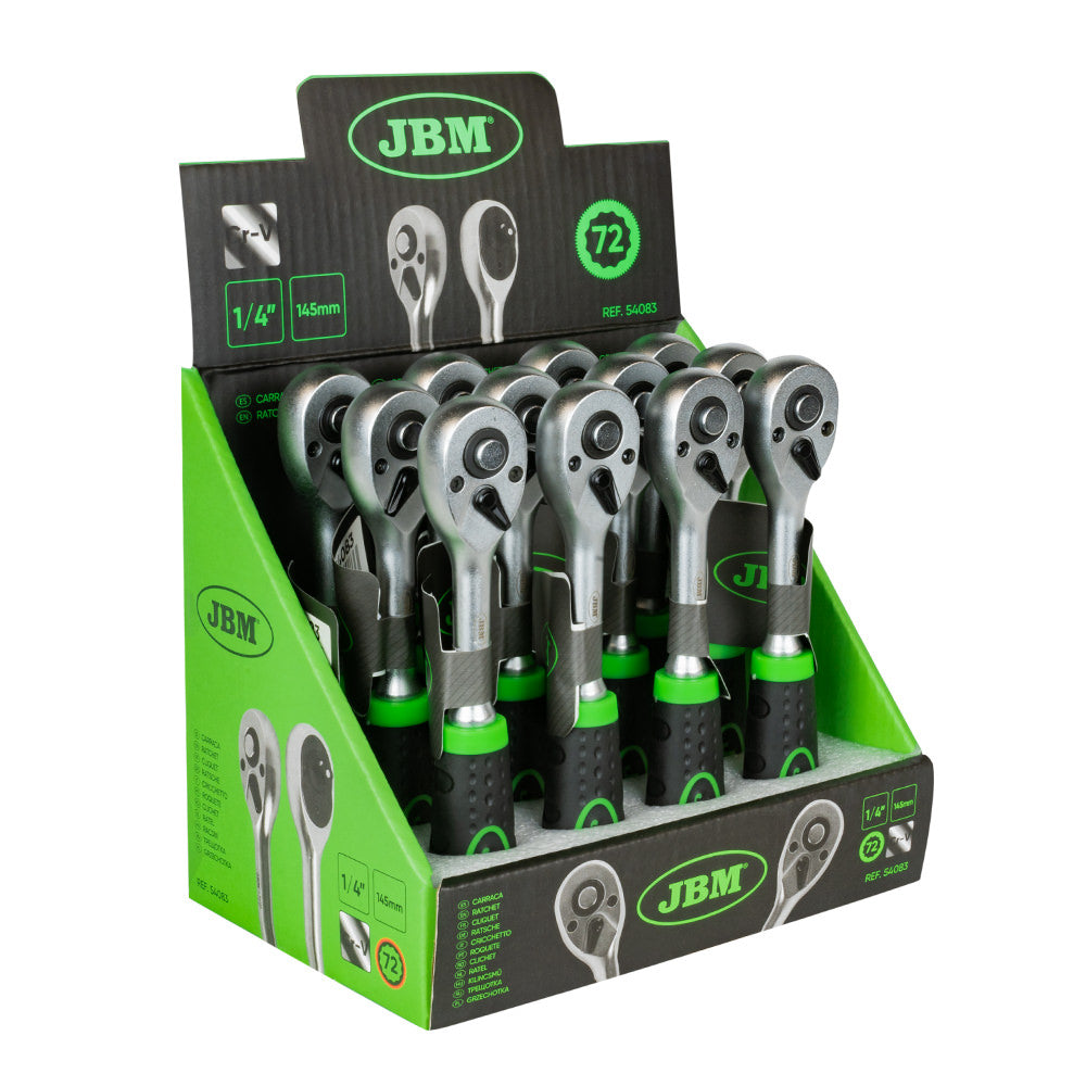 CRICCHETTO DRITTO 1/4" CON TESTA A 72 DENTI 145MM 54083 JBM