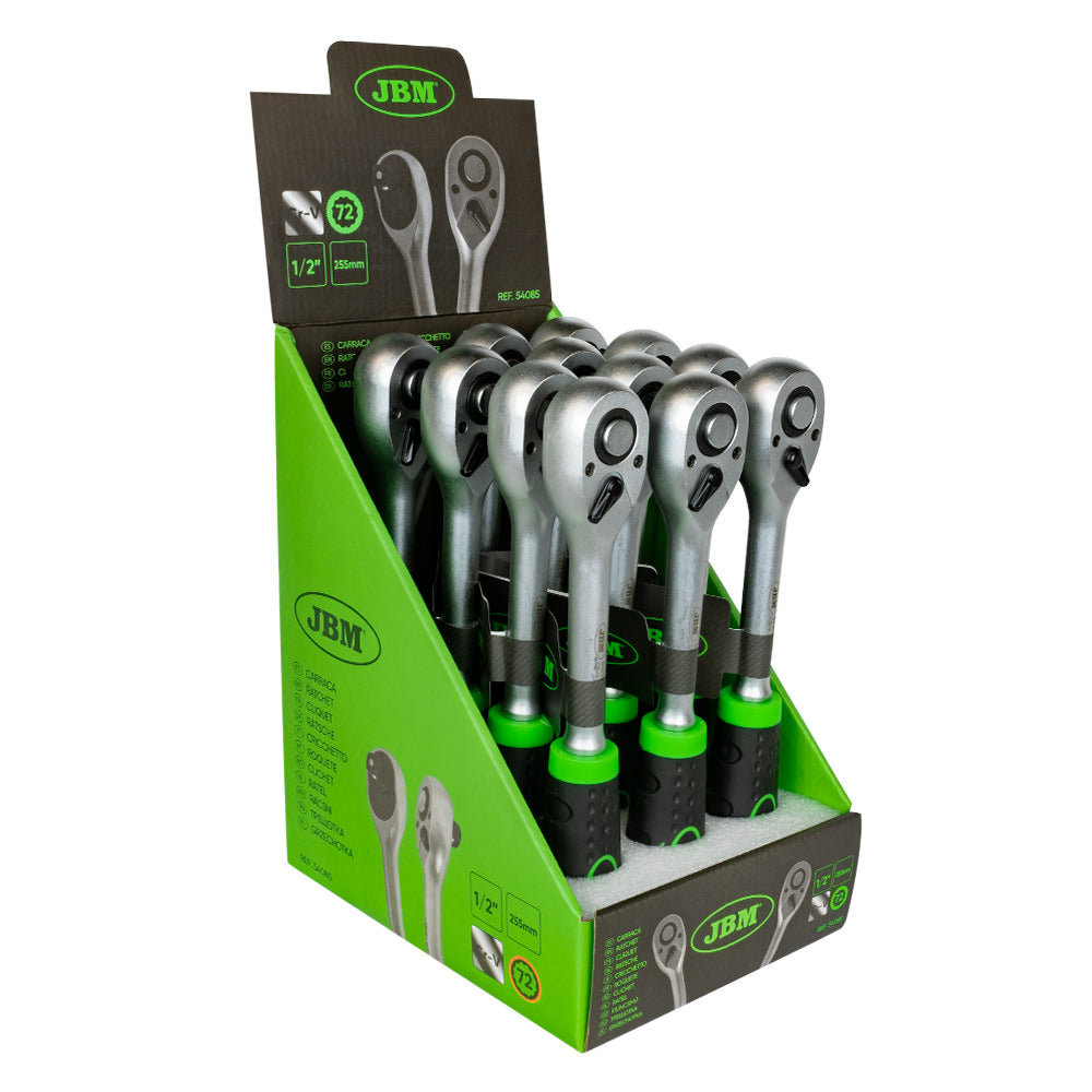 CRICCHETTO DRITTO 1/2" CON TESTA A 72 DENTI 255MM 54085 JBM