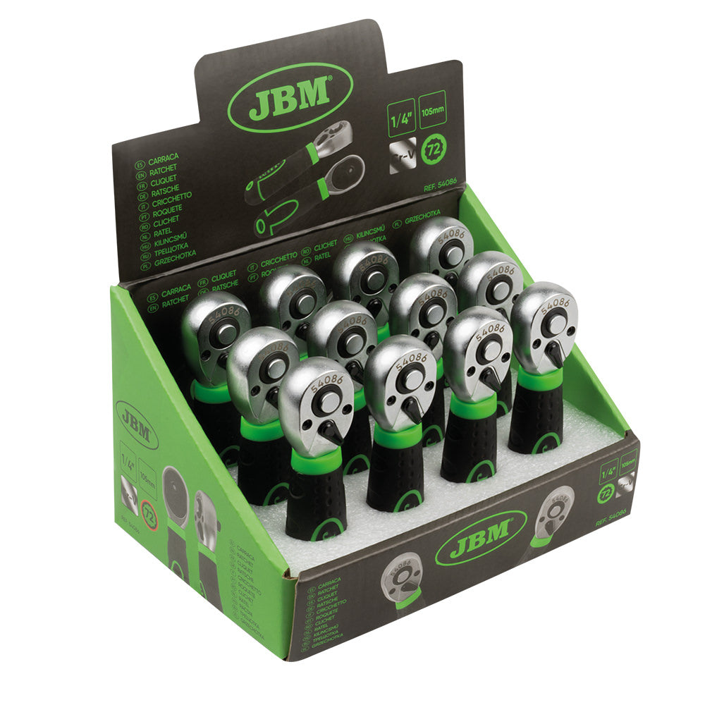 CRICCHETTO COMPATTO 1/4" CON TESTA A 72 DENTI 105MM 54086 JBM
