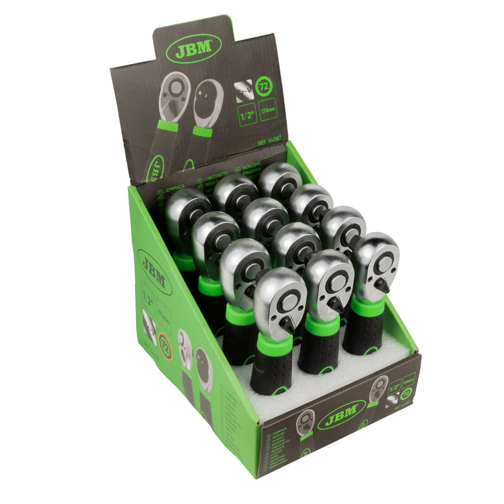 CRICCHETTO COMPATTO 1/2" CON TESTA A 72 DENTI 173MM 54087 JBM