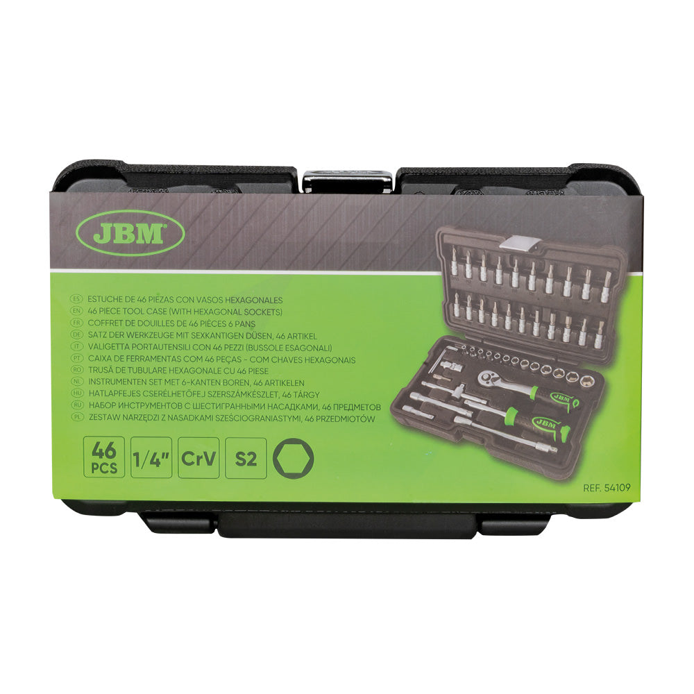 VALIGETTA DA 46 PEZZI CON BUSSOLE ESAGONALI SATINATE JBM 54109