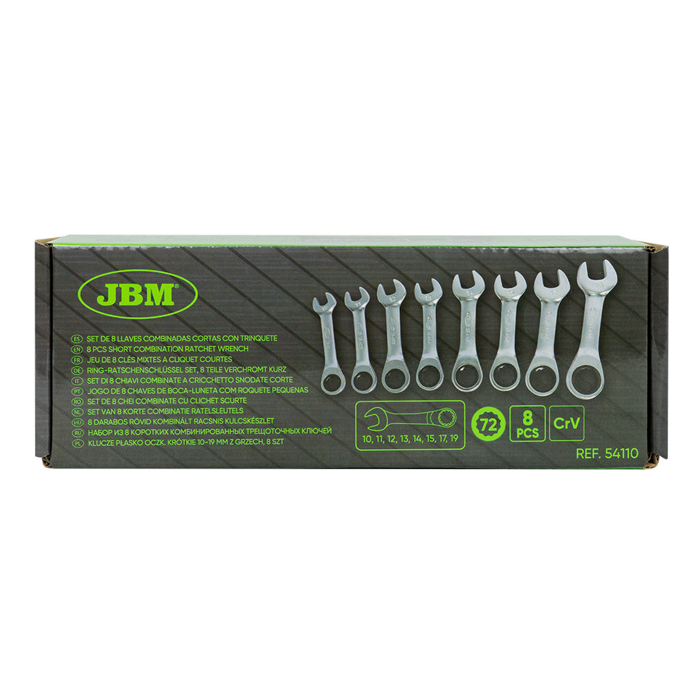 SET DI 8 CHIAVI COMBINATE CORTE A CRICCHETTO 54110 JBM