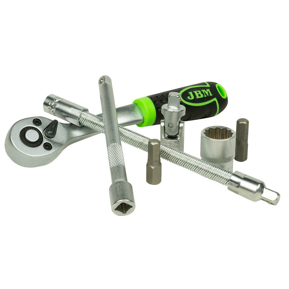 VALIGETTA DI UTENSILI DA 56 PEZZI CON BUSSOLE POLIGONALI SATINATE JBM 54140