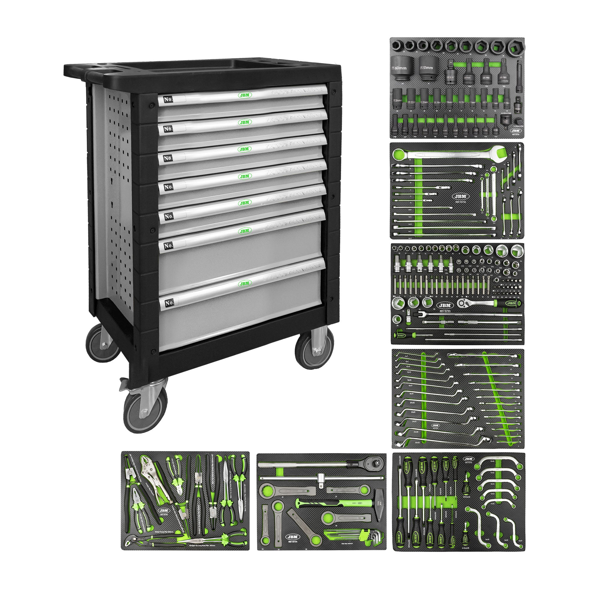 CARRELLO CON 7 CASSETTI GRIGIO - SPECIALE PER AUTOCARRI 54237 JBM