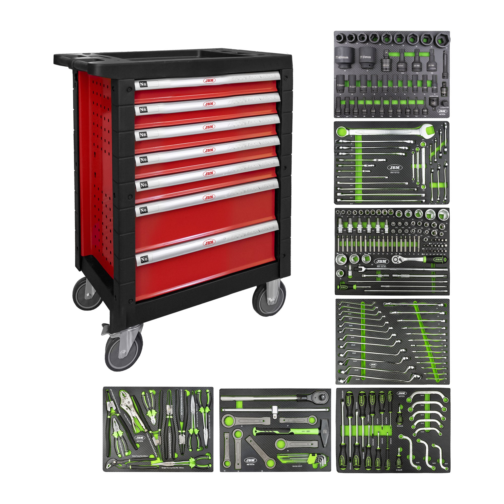 CARRELLO CON 7 CASSETTI ROSSO - SPECIALE PER AUTOCARRI 54238 JBM
