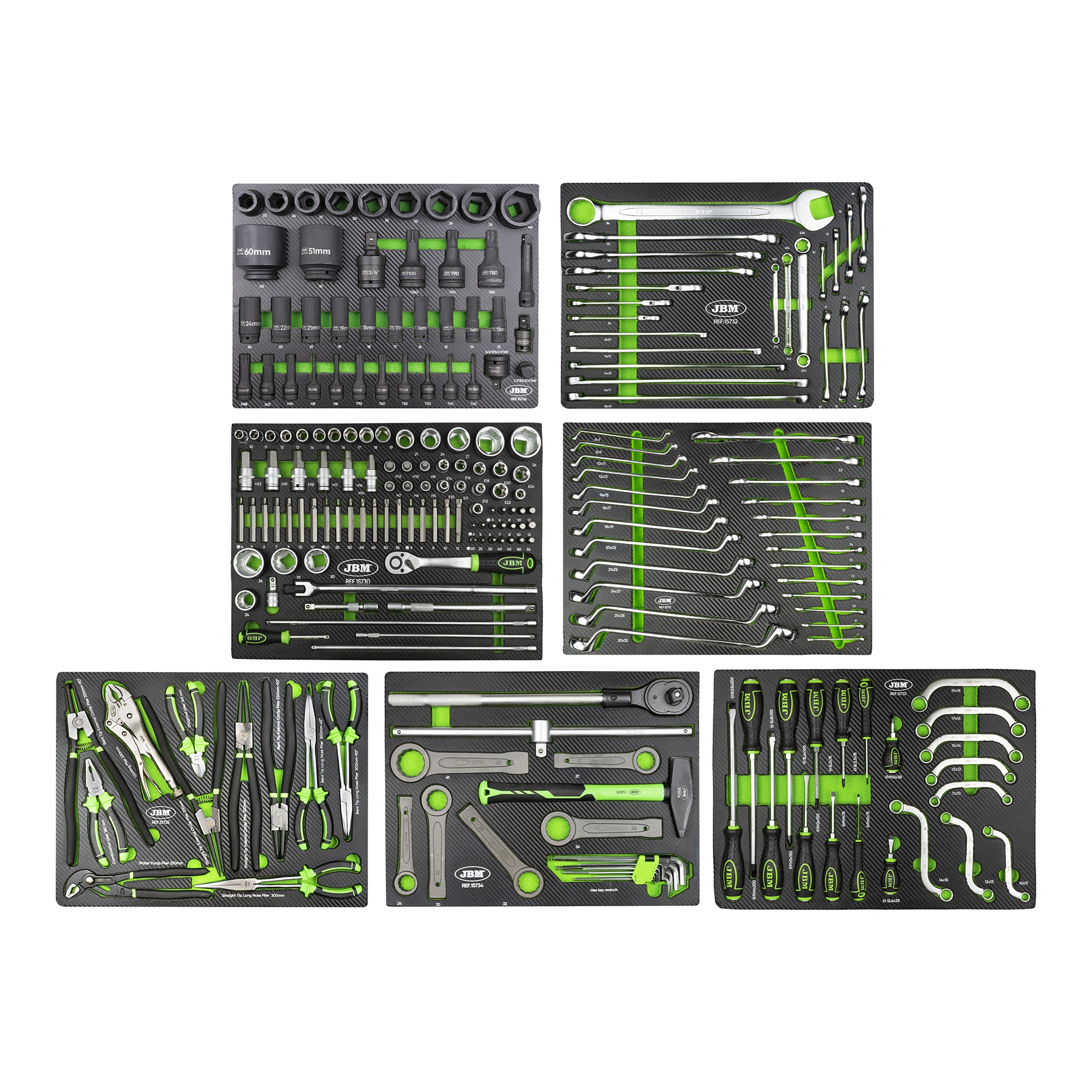 CARRELLO PORTAUTENSILI 7 CASSETTI VERDE SPECIALE PER AUTOCARRI JBM 54240 ATTREZZATO 224 UTENSILI