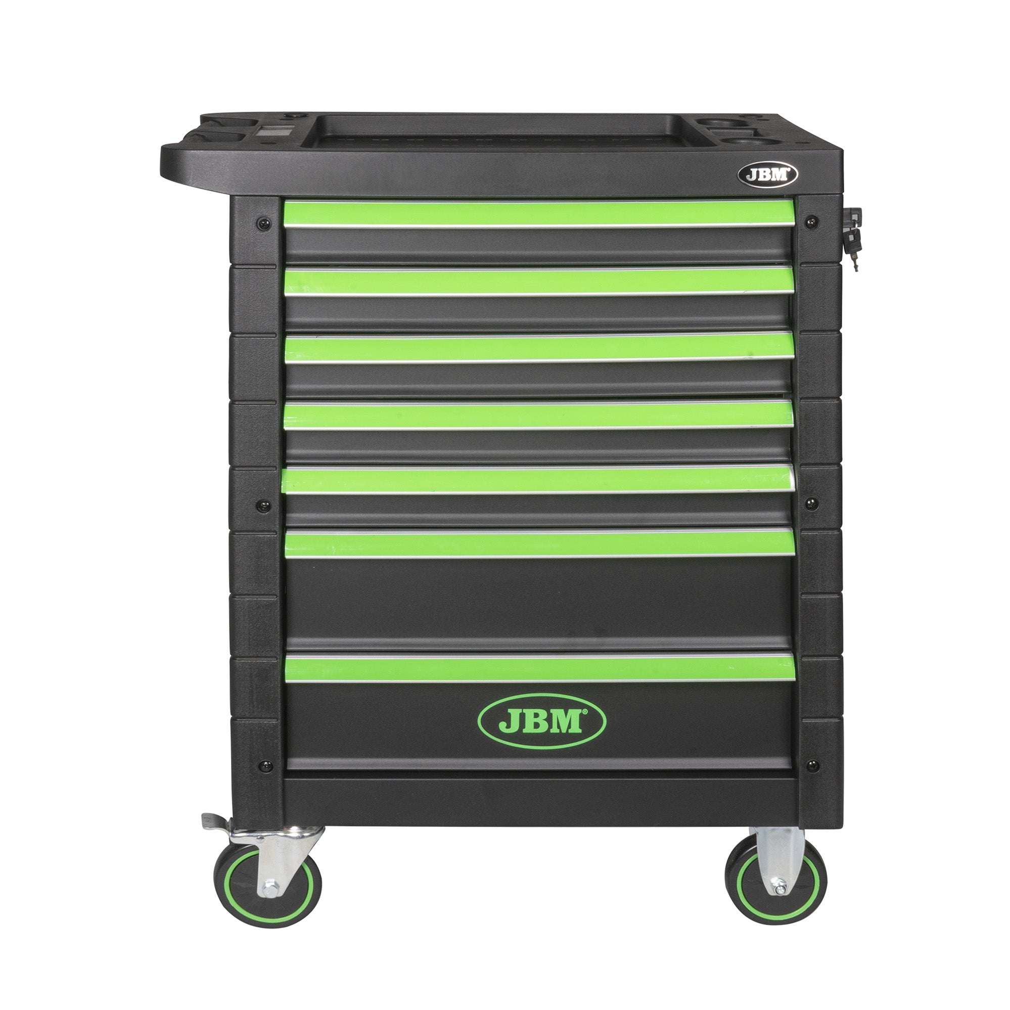 CARRELLO PORTAUTENSILI 7 CASSETTI VERDE SPECIALE PER AUTOCARRI JBM 54240 ATTREZZATO 224 UTENSILI