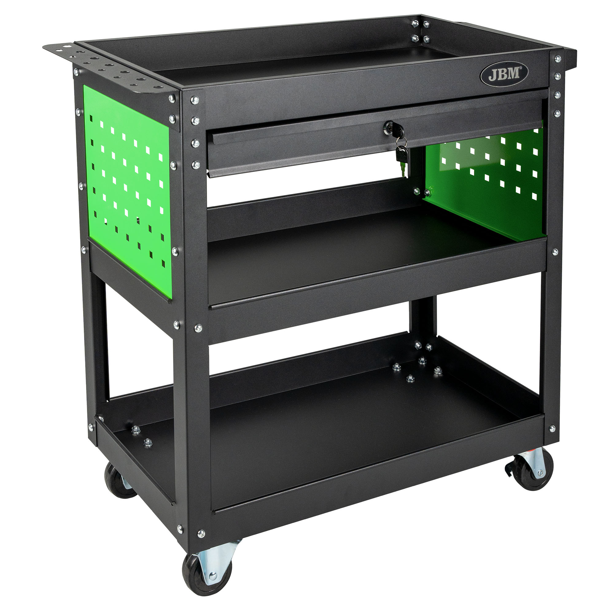 CARRELLO PORTA ATTREZZI 3 RIPIANI 1 CASSETTO JBM 54499
