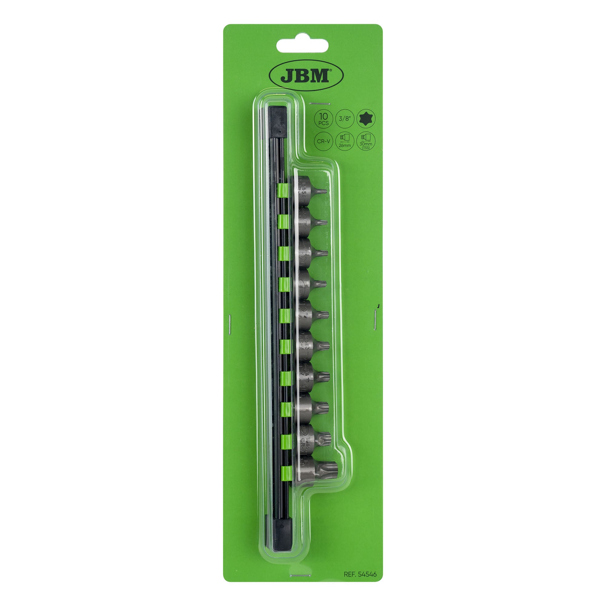 SET DI 10 INSERTI TORX CORTI CON BUSSOLE 3/8" 54546 JBM