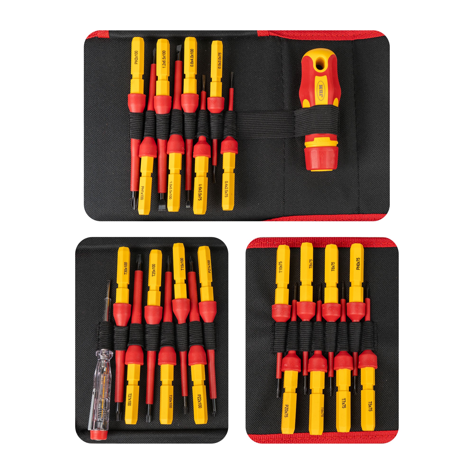 SET DI CACCIAVITI INTERCAMBIABILI ISOLATI DA 25 PEZZI JBM 54562