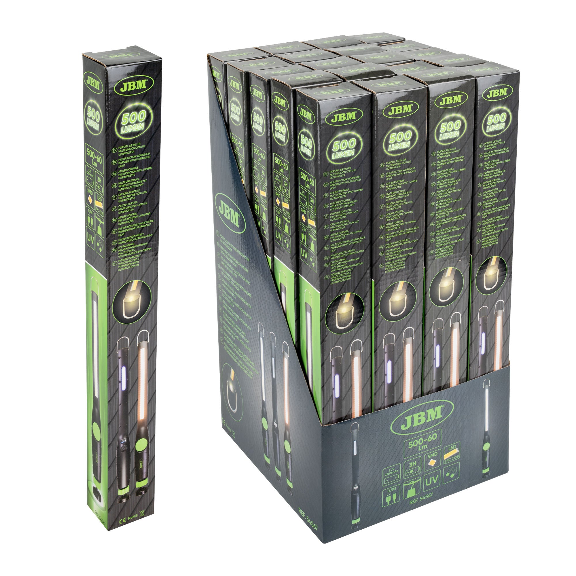 LAMPADA LED UV REGOLABILE CON BASE MAGNETICA ARTICOLATA - 500LM 54567 JBM
