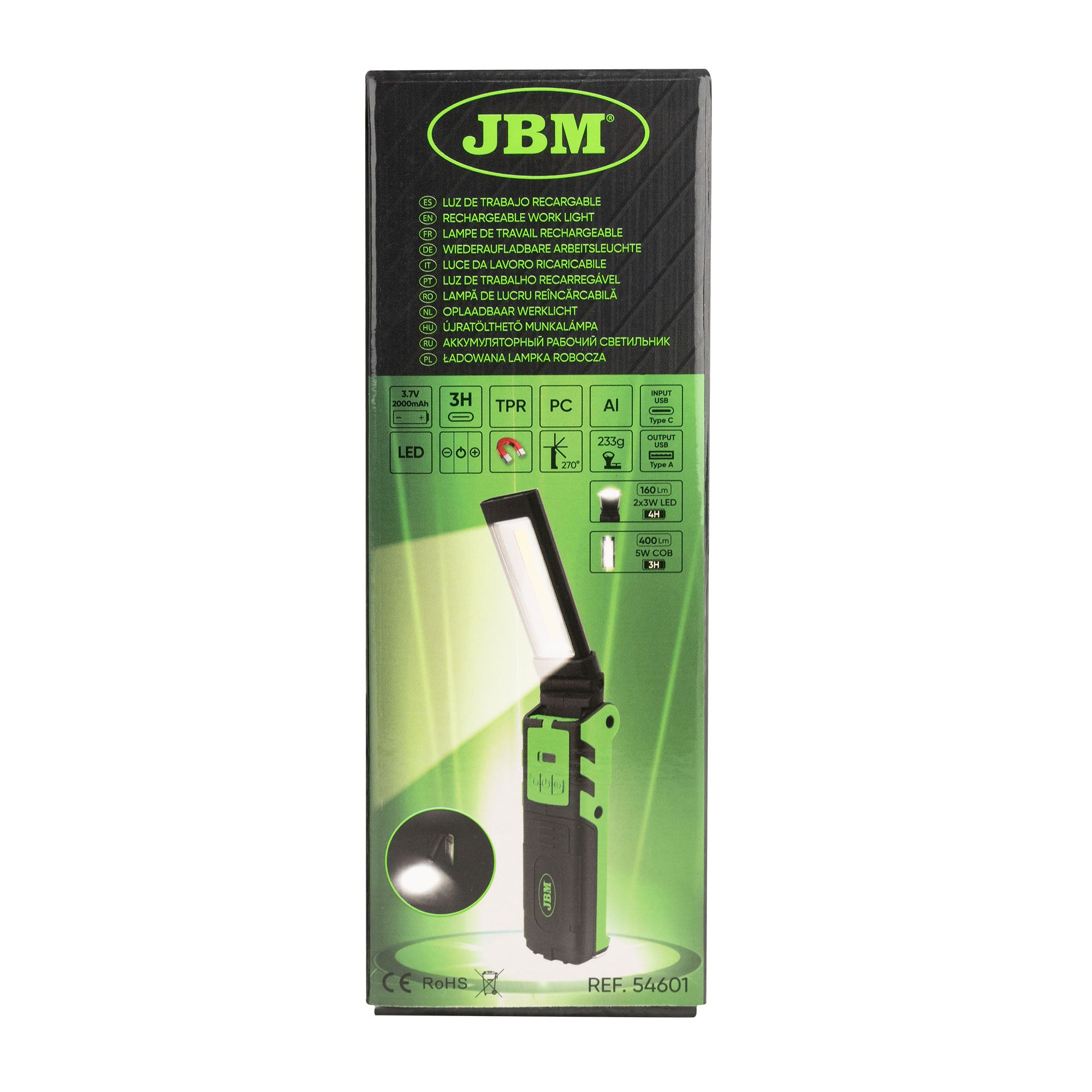 LAMPADA LED REGOLABILE ARTICOLATA CON BASE MAGNETICA - 400LM 54601 JBM