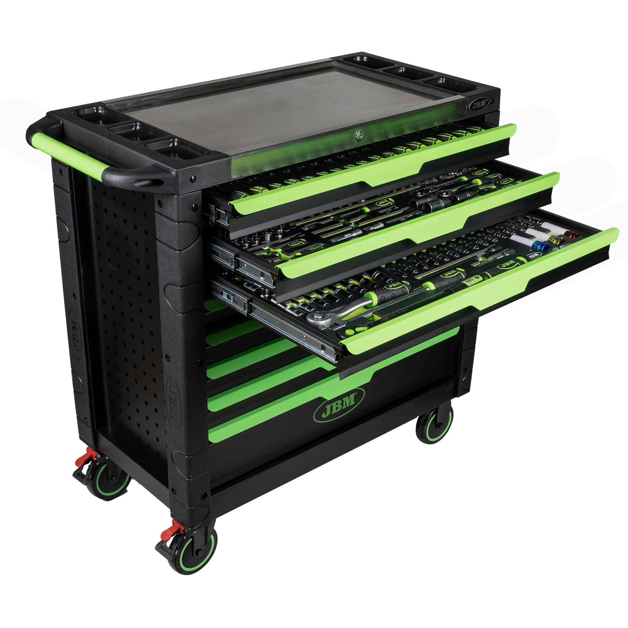 CARRELLO ATTREZZI XL A 8 CASSETTI ASSEMBLATO CON 468 PEZZI JBM 54688 + 6kg. prosciutto iberico SERIE54688P