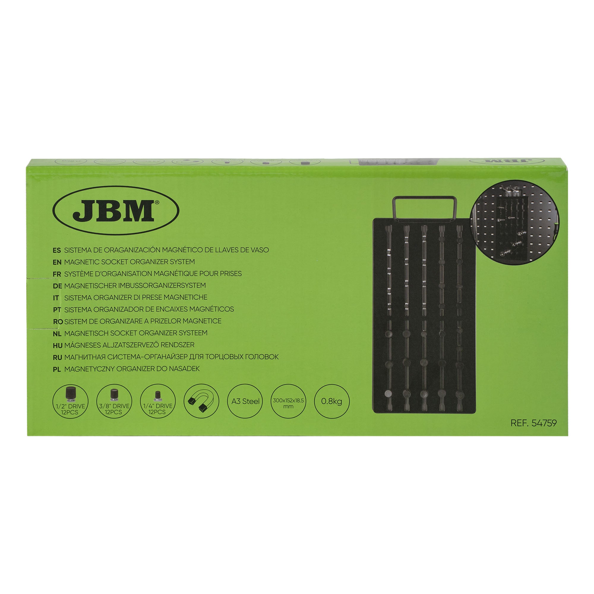 SISTEMA ORGANIZER MAGNETICO DI CHIAVI, 38 PEZZI 54759 JBM