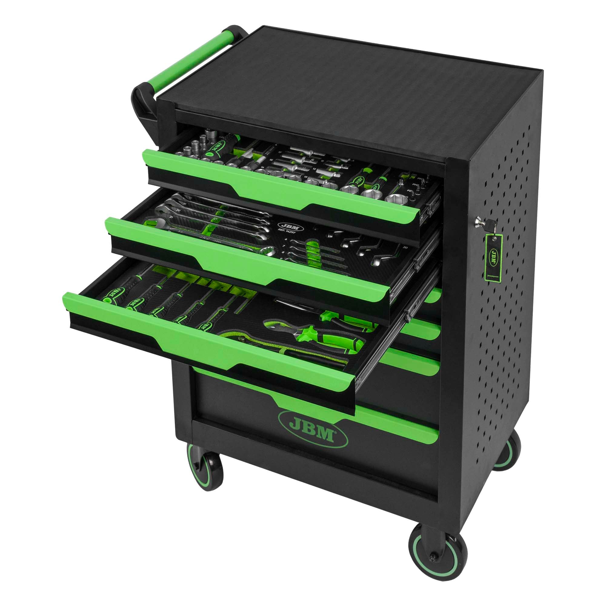 CARRELLO CON 7 CASSETTI VERDE CON 154 UTENSILI JBM 54834