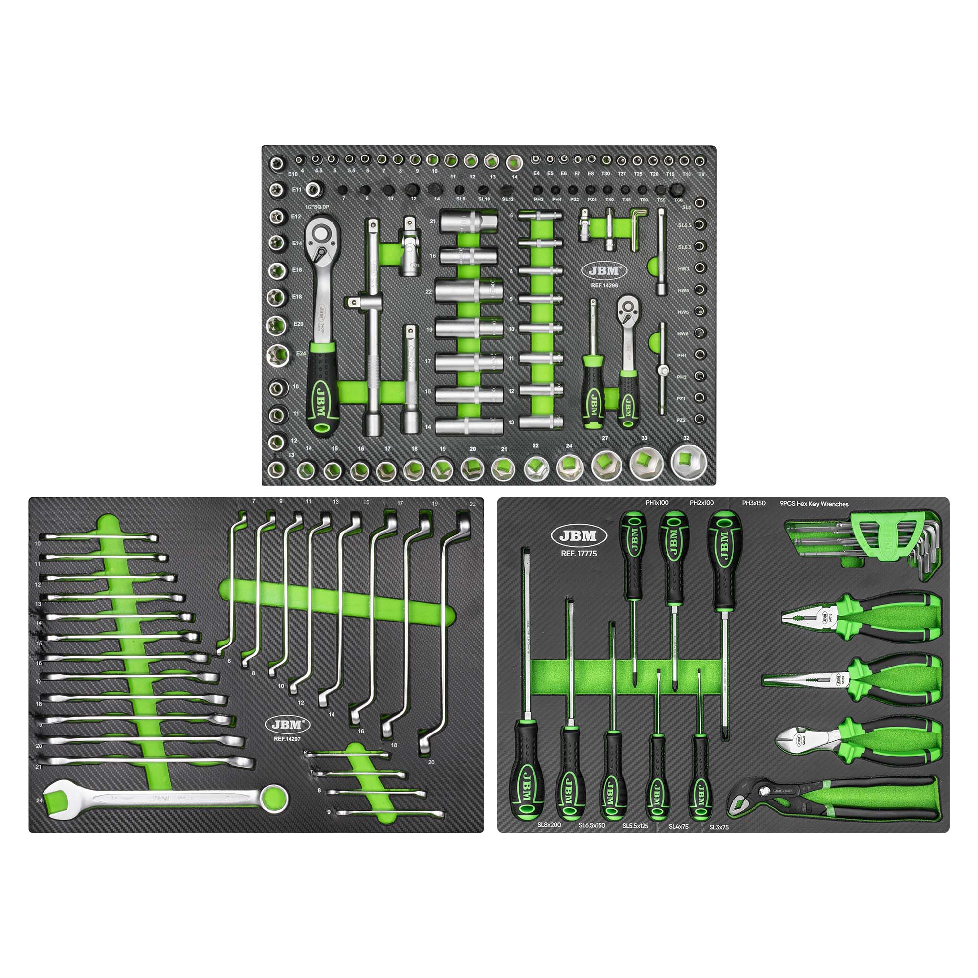 SET DI 3 MODULI IN CARBONIO EVA PER CARRELLO PORTAUTENSILI 54836 JBM