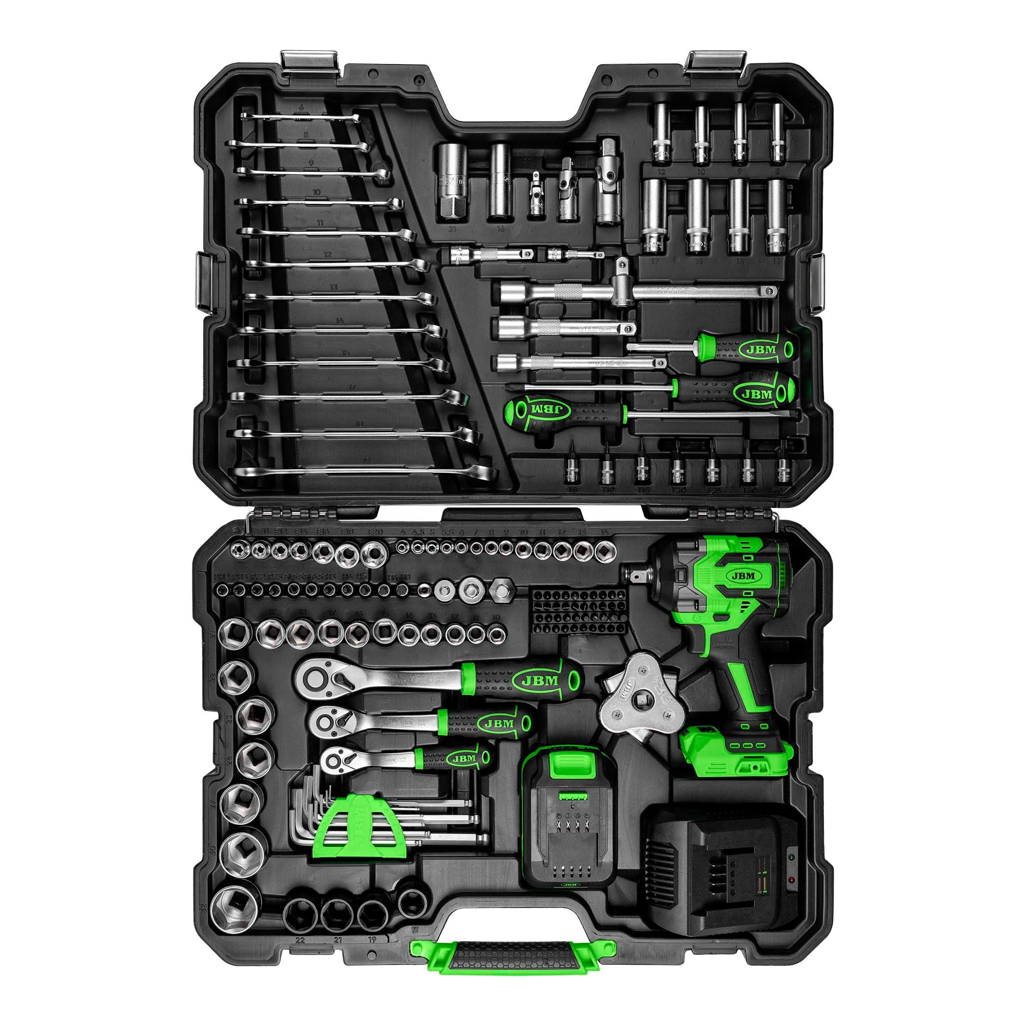 VALIGETTA CON ATTREZZI E PISTOLA AD IMPATTO A BATTERIA 800NM JBM 54863