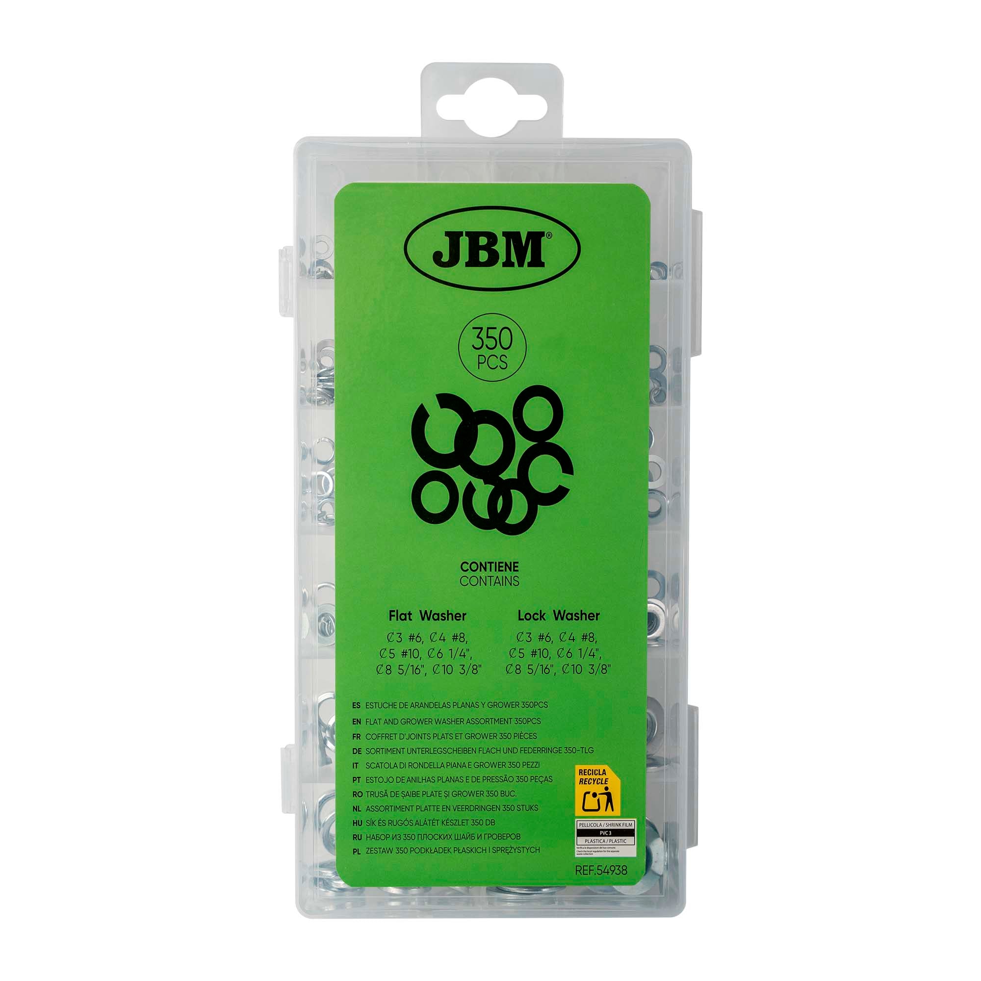 SCATOLA DI RONDELLA PIANA E GROWER 350 PEZZI 54938 JBM