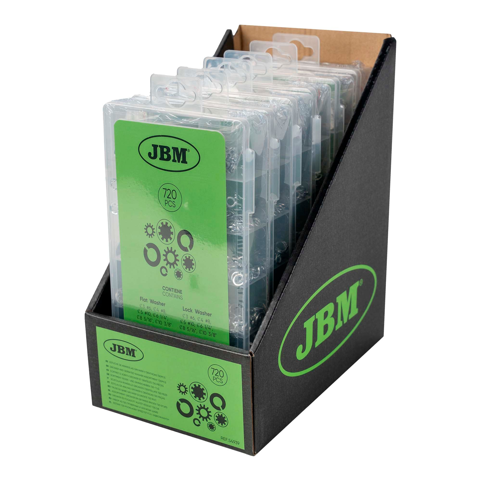 SCATOLA DI RONDELLE GROWER E DENTELLATE 720 PEZZI 54939 JBM