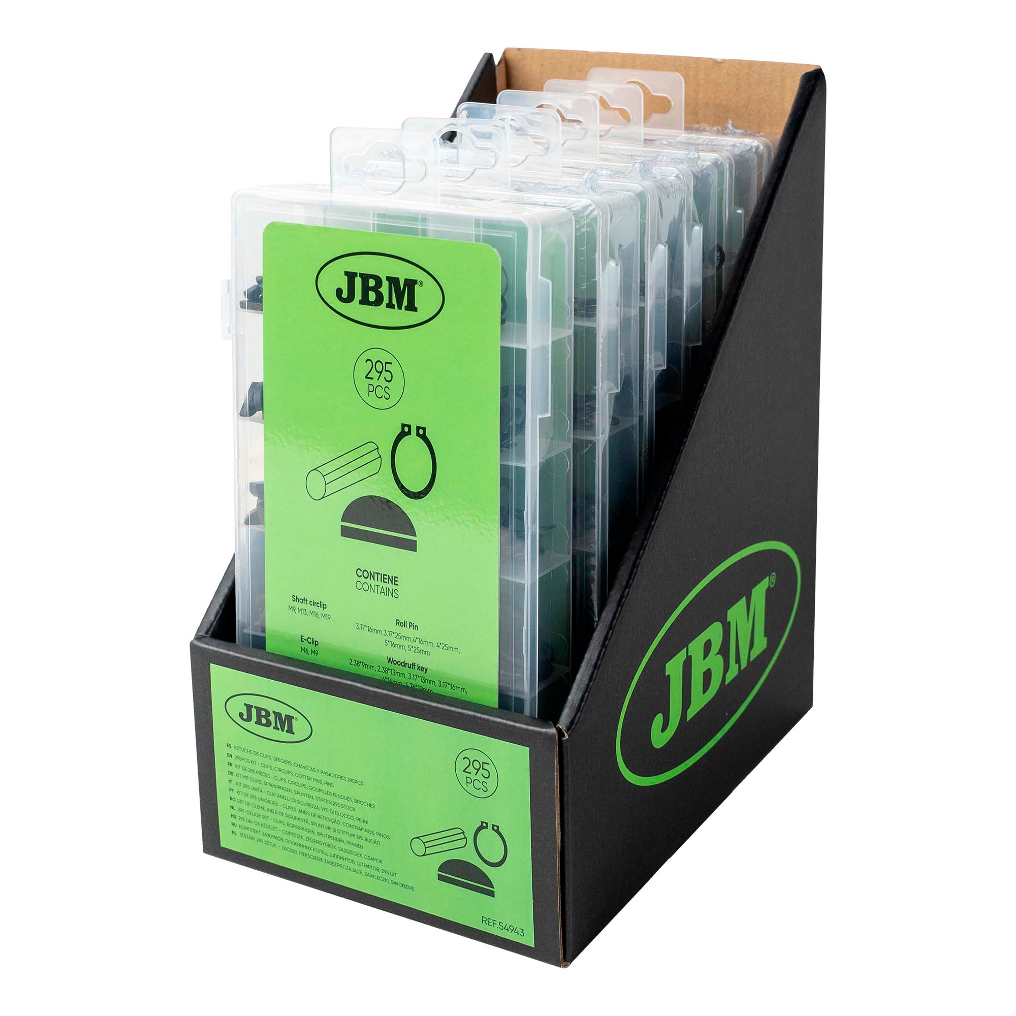 KIT 295 UNITÀ - CLIP, ANELLI DI SICUREZZA, VITI DI BLOCCO, PERNI 54943 JBM