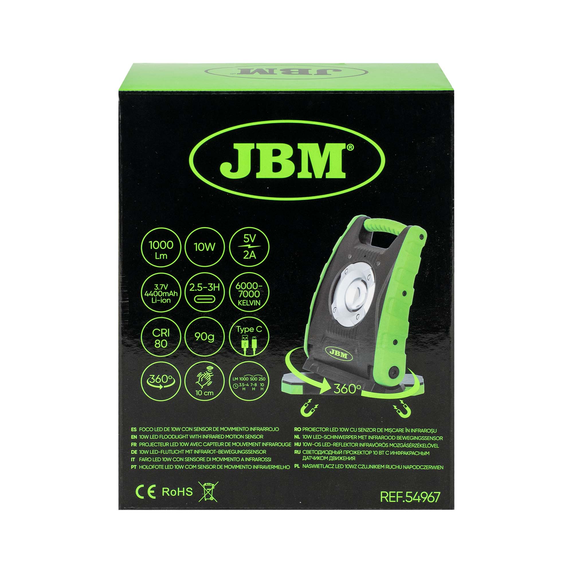 FARO LED 10W CON SENSORE DI MOVIMENTO A INFRAROSSI JBM 54967