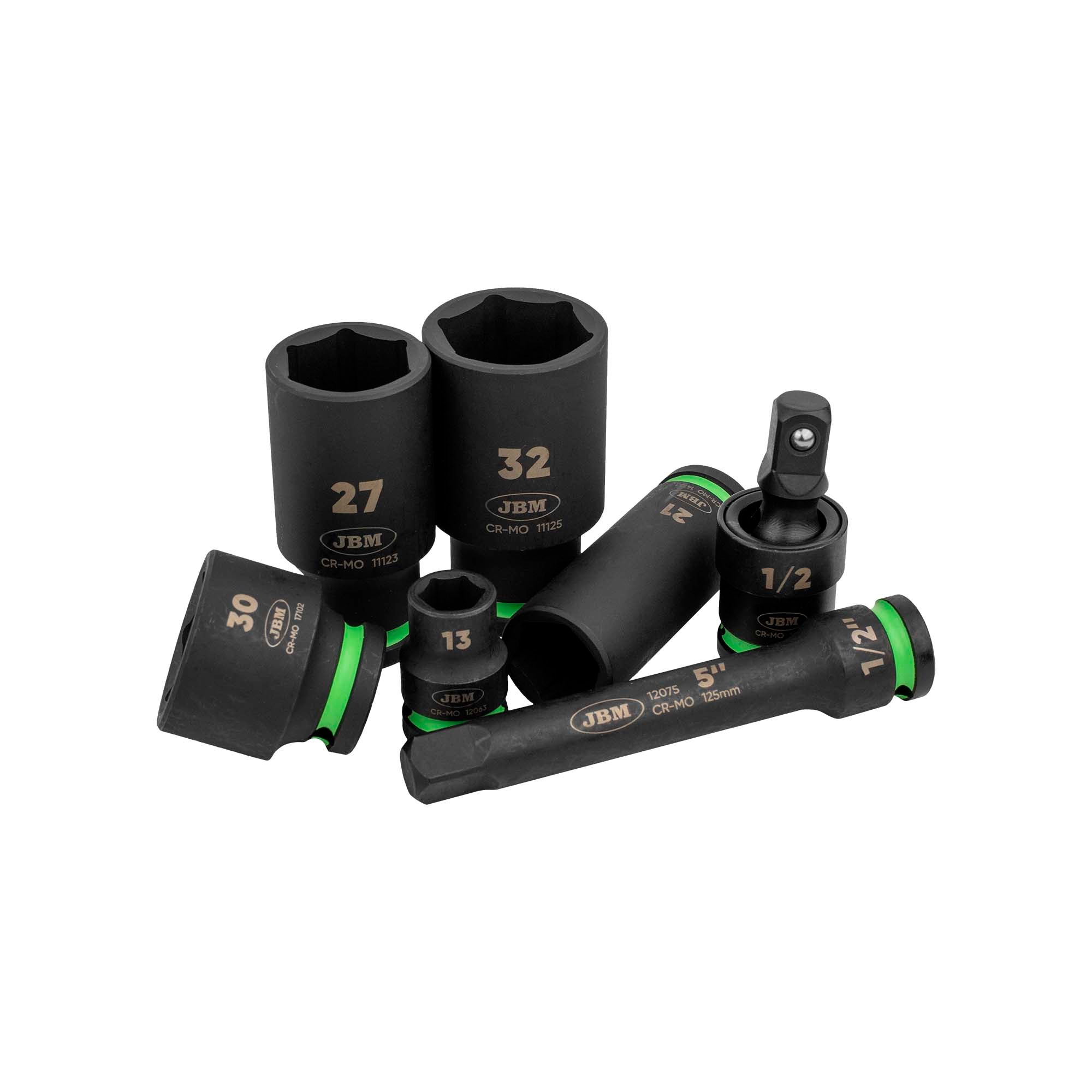 SET DI 34 PEZZI CON 16 BUSSOLE LUNGHE ESAGONALI DA 1/2" + ADATTATORI 55016 JBM