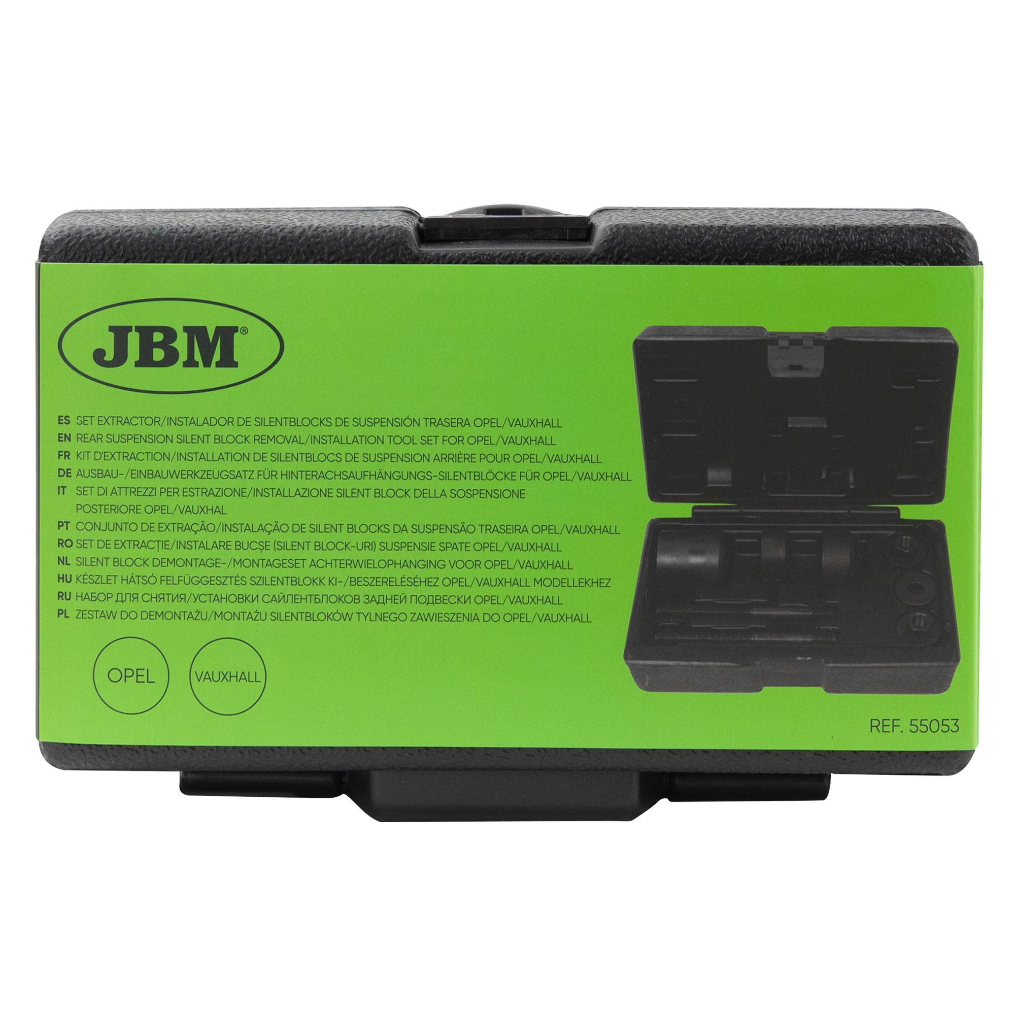 SET DI ATTREZZI PER ESTRAZIONE/INSTALLAZIONE SILENT BLOCK DELLA SOSPENSIONE POSTERIORE OPEL/VAUXHAL 55053 JBM